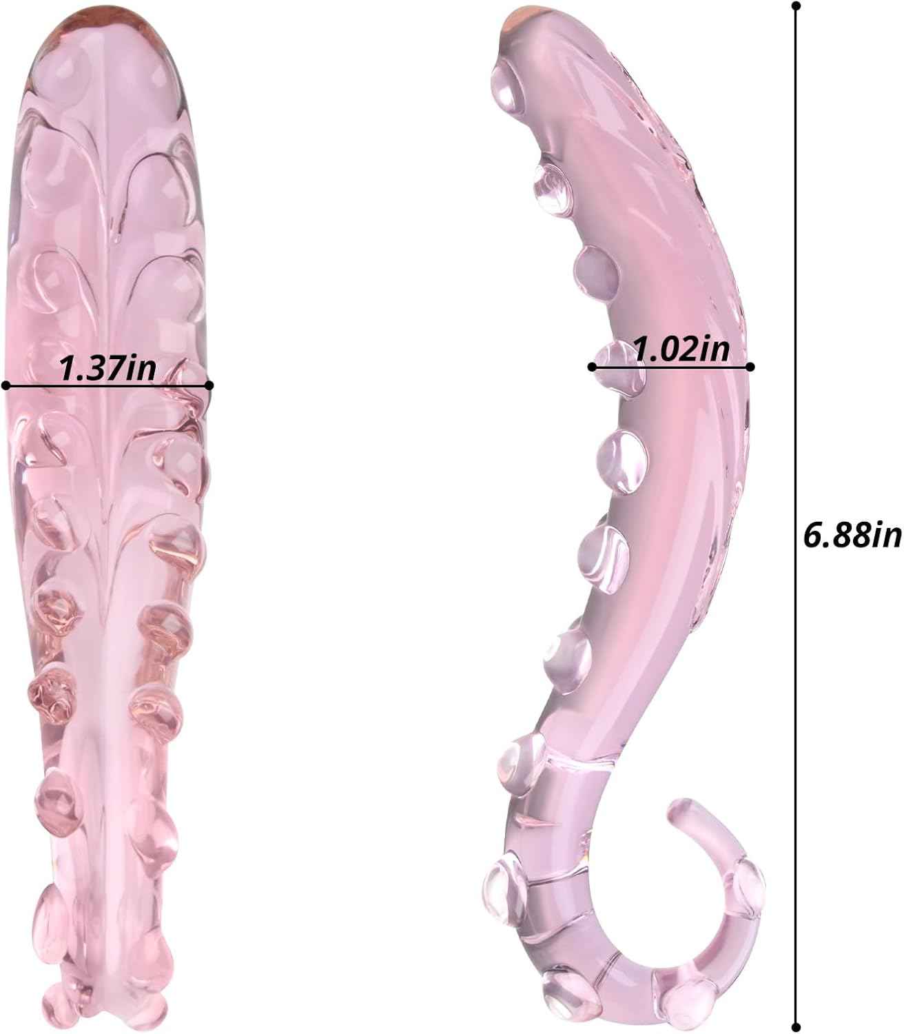 Crystal Glass Dildo G-Spot Anal Dildo Pink Fantasy Tentacles Crystal Glass Anal Plug Butt Plug G-Spot Prostate Massager Anal Sex Toys for Women Men Couple