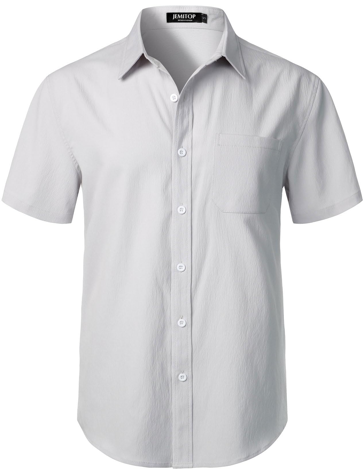 JEMITOP Men's Stretch Wrinkle Free Short Sleeve Texture Shirt Lightweight Summer Button Down Shirts for Beach Vacation