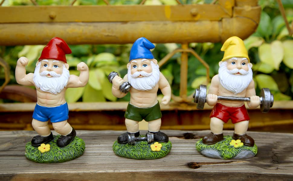 Mrsivrop Garden Fitness Gnomes Statues Decor - Gnome Statues and Figurines for Outside Inside, Funny Garden Gnomes, Large Gnomes Decorations for Outdoor, Yard, Patio