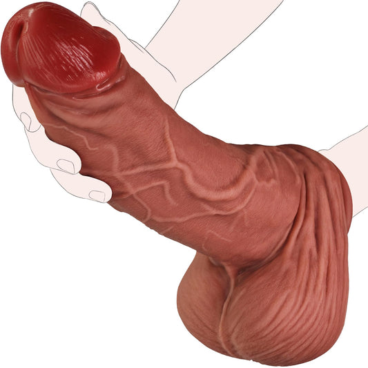 Huge Realistic Lifelike Silicone Dildo, Huge Size Monster Dildo with Powerful Suction Cup for Men Women Gay Hands-Free Anal Play, Flexible Thick Dong Adult Sex Toy for Advanced