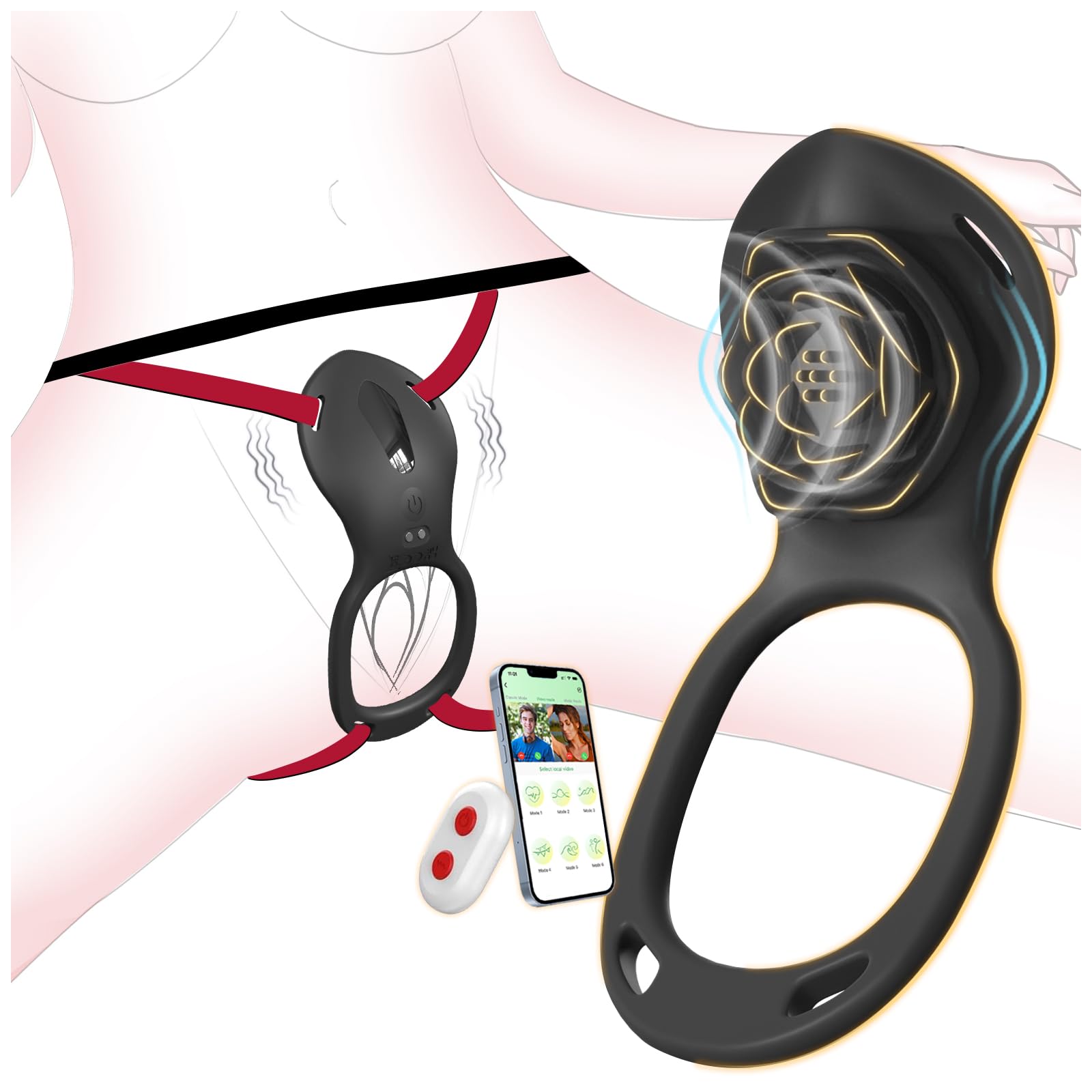 Couples Rose App Remote Control Wearable Vibrator, Couple Women Adult Sex Toys Games for Men, Hands Free Panty Clitoris Vibrator Vibrating Cock Ring, ZOOPLOU BDSM Female Sex Toy Clitoral Stimulator