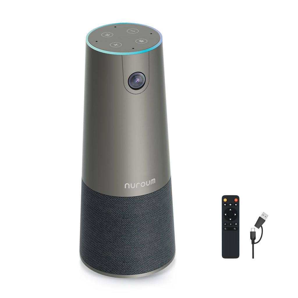 NUROUM C46 4K Video Conference Webcam with Mic, 8MP CMOS/AI Auto-Framing/5x Zoom, Conference Room Camera with Noise Cancelling Microphone&Speaker, 16ft Voice Pickup