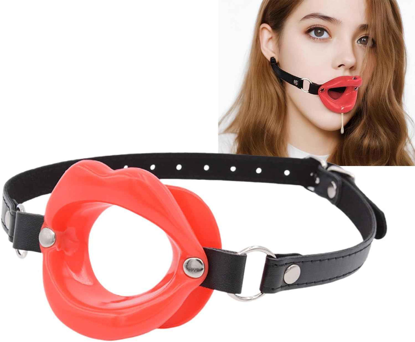 Sexy Open Mounth Gag, Silicone Lips Ball Gag for Bed Sex Play, O Ring BDSM Sex Bondage Gags & Muzzles, Valentines Day Mouth Sex Toy Gag Sex Accessories for Adults Couples Oral, Red