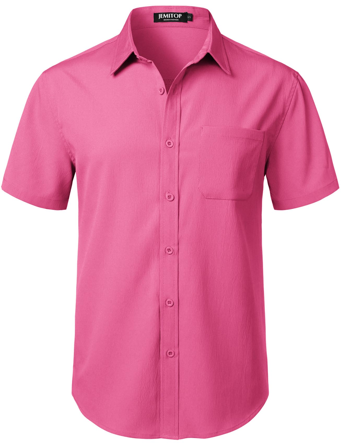 JEMITOP Men's Stretch Wrinkle Free Short Sleeve Texture Shirt Lightweight Summer Button Down Shirts for Beach Vacation