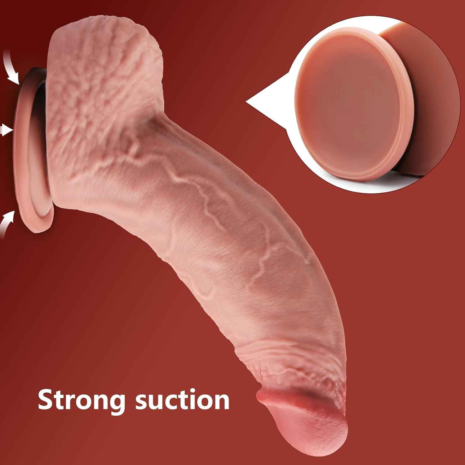 Jicjocy Realistic Silicone Dildo 8.46in Suction Cup Veiny Texture