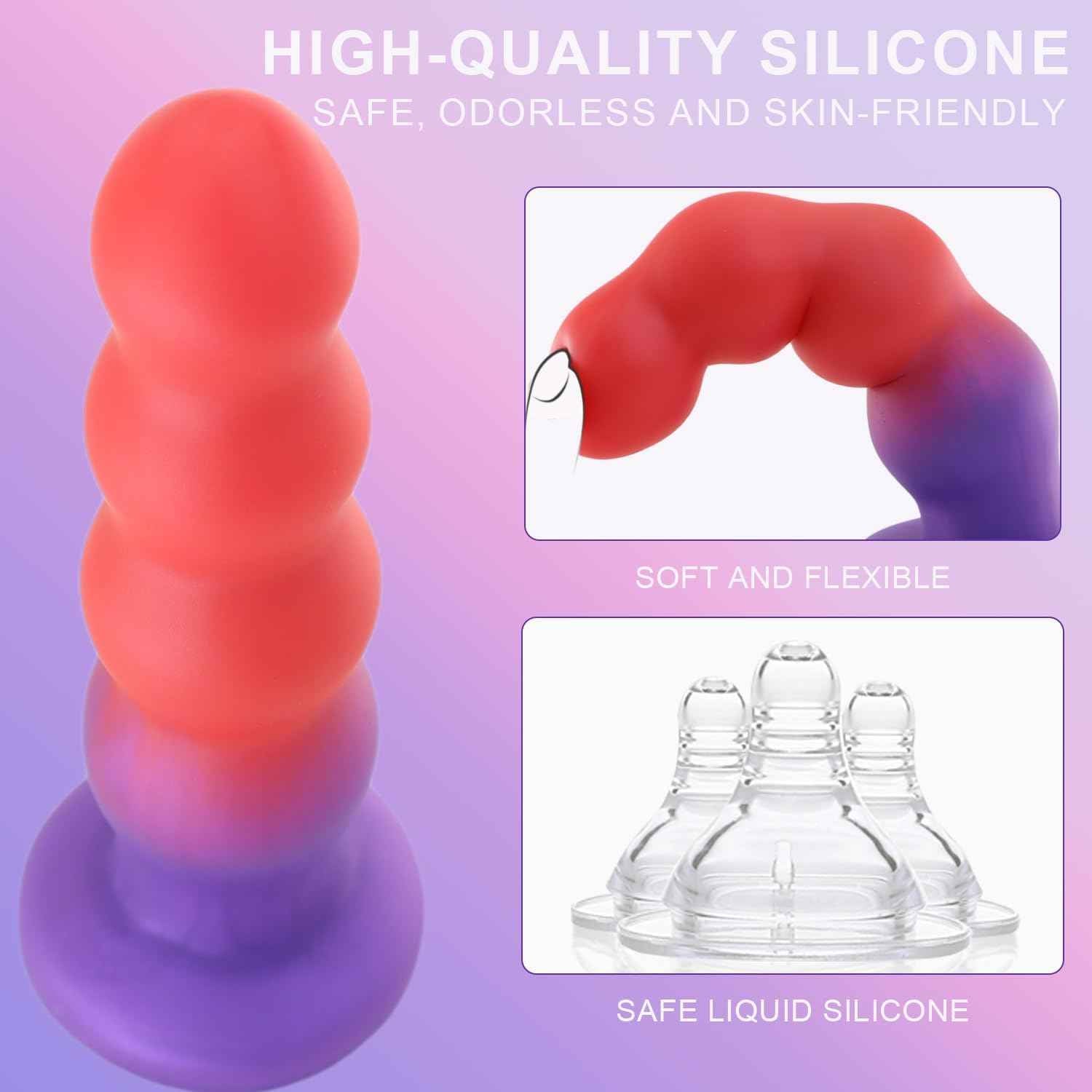 6.3'' Silicone Anal Butt Plug,Soft Anal Beads Anal Trainer Dildo,Anus Dilator Masturbator Adult Sex Toys with Strong Suction Cup for Hands-Free Play,Female G-spot Stimulator & Male Prostate Massager