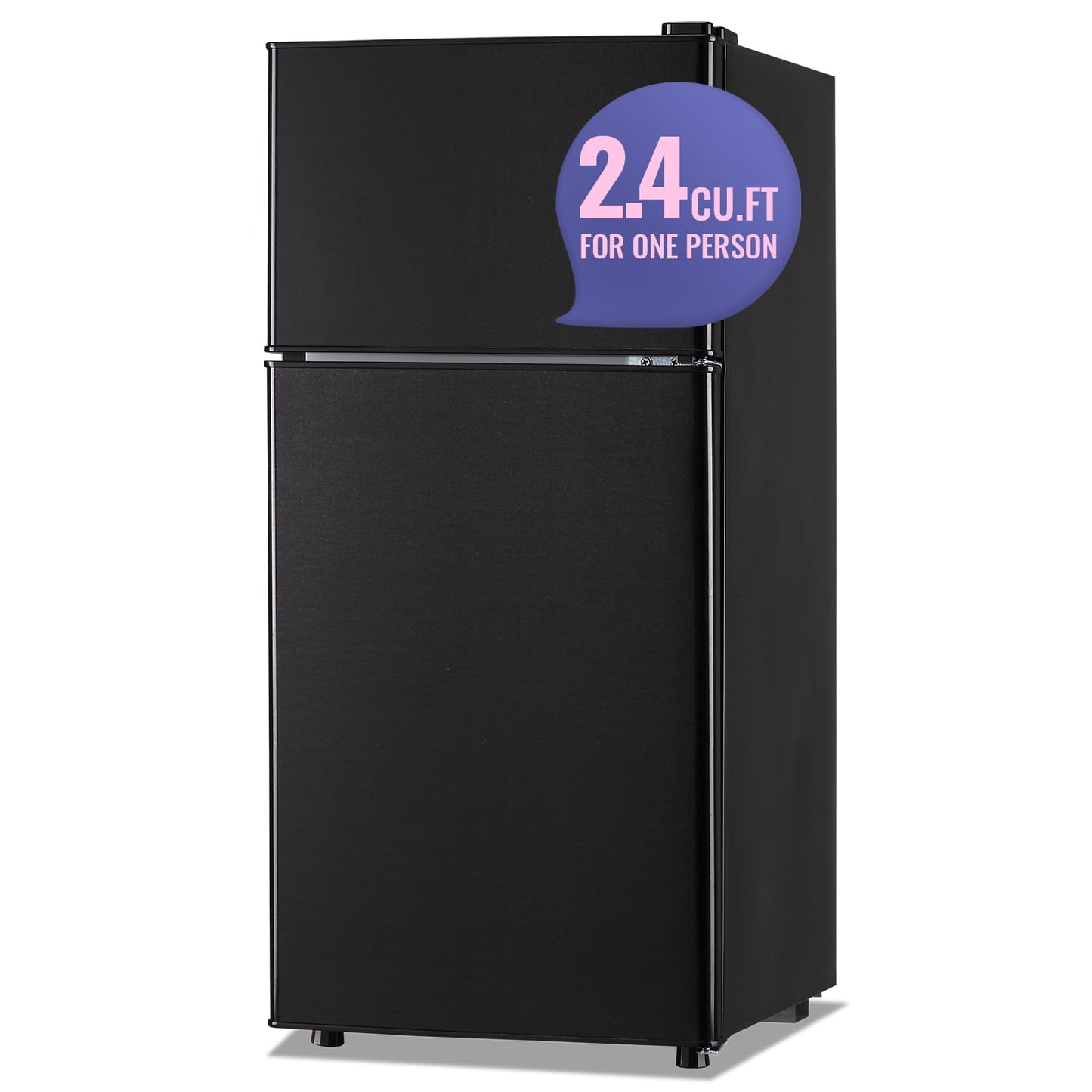 DEMULLER Refrigerator with Freezer Double Door Fridge Removable Plastic Shelves Black Silver
