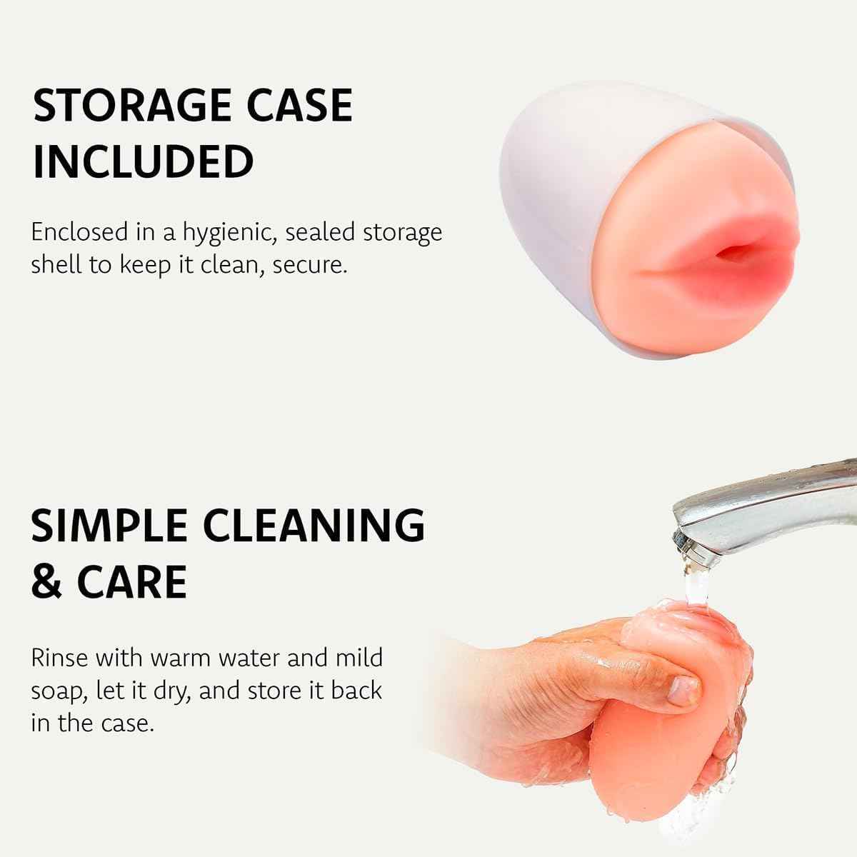 Ultra-Stretchy Egg Male Masturbator with Discreet Storage Case - Pocket Pussy with Realistic Soft Texture - Compact Adult Sex Toy for Men - Pussy Pocket - Stress Relief Gifts for Men ST-001