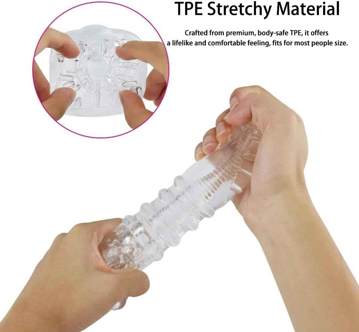 Dual Entrances Male Masturbator Sex Toys for Adult Male Masterburbater Pocket Pussy Penis Training Toy Bump Beads Stimulation Reusable Penis Blowjob Stoker Masturbator Cup for Men Discreet Package