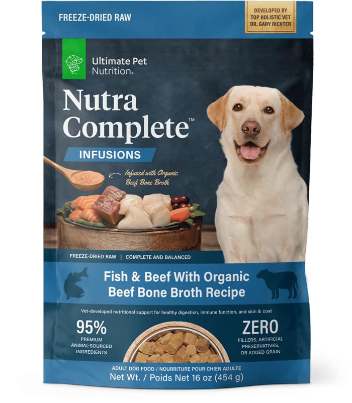 ULTIMATE PET NUTRITION Nutra Complete, 100% Freeze Dried Veterinarian Formulated Raw Dog Food with Antioxidants Prebiotics and Amino Acids,