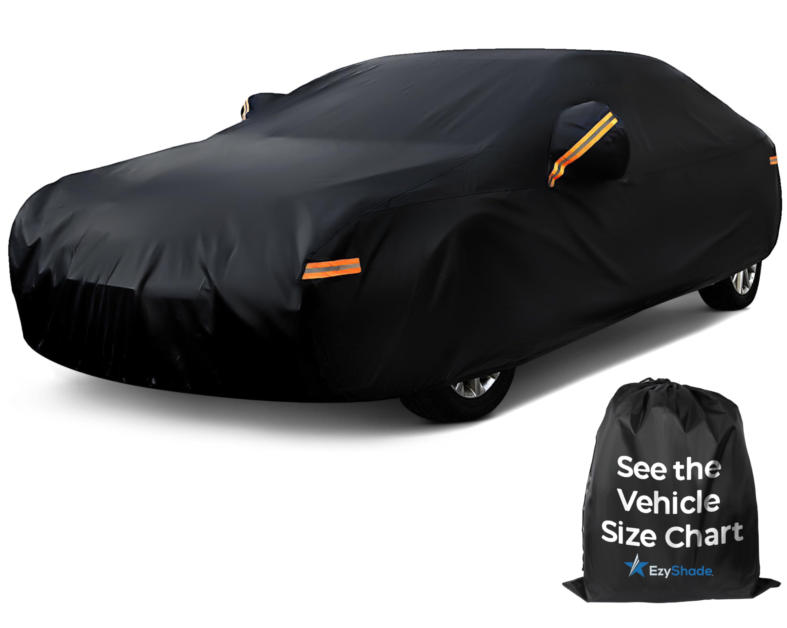 EzyShade 10-Layer Car Cover Waterproof All Weather. See Vehicle Size-Chart for Accurate Fit. Outdoor Full Exterior Covers for Automobiles Sedan Hatch. Rain Sun Snow.