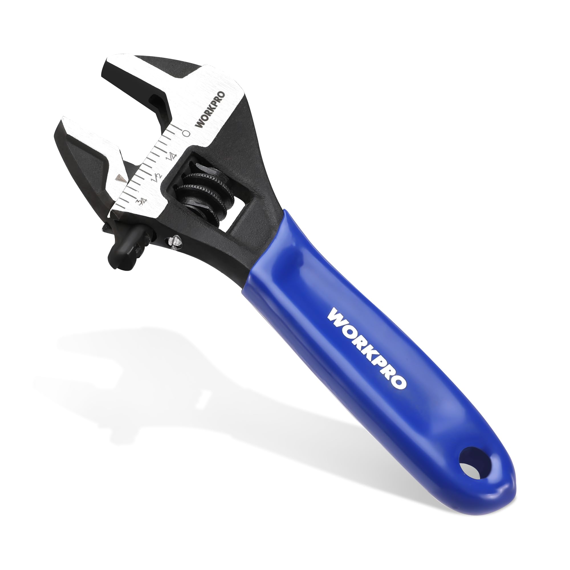 WORKPRO Adjustable Wrench, Cr-V Steel Wide Jaw Black Oxide Wrench