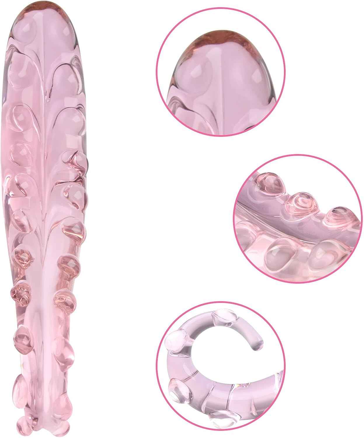 Crystal Glass Dildo G-Spot Anal Dildo Pink Fantasy Tentacles Crystal Glass Anal Plug Butt Plug G-Spot Prostate Massager Anal Sex Toys for Women Men Couple