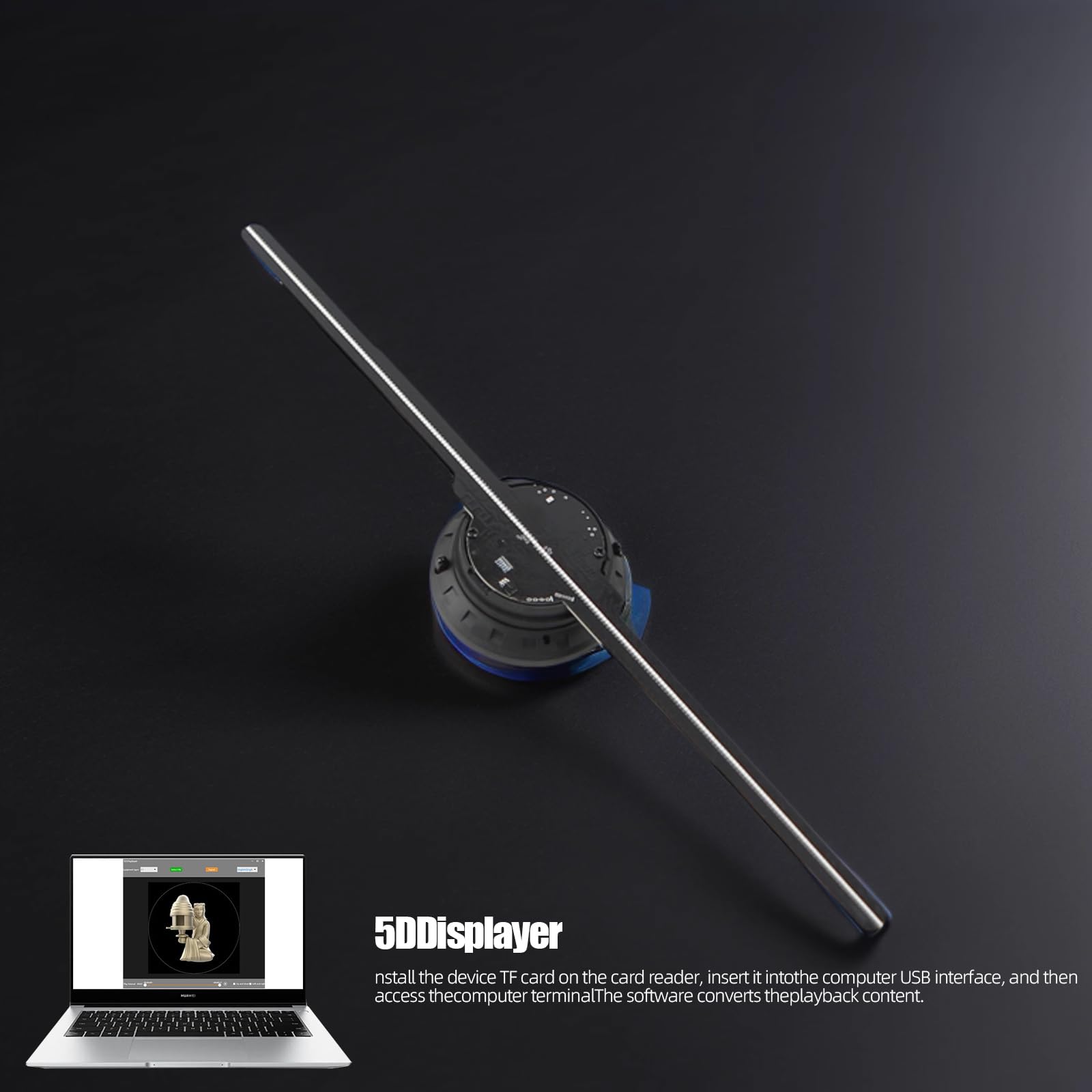 HFZ 16.5-Inch 3DhologramFan with WiFi and App Control, 232 Brightness LED Beads, Bluetooth Sound Sync, Custom Video Library, Remote Control, Portable Design for Trade Shows, Parties, and Events