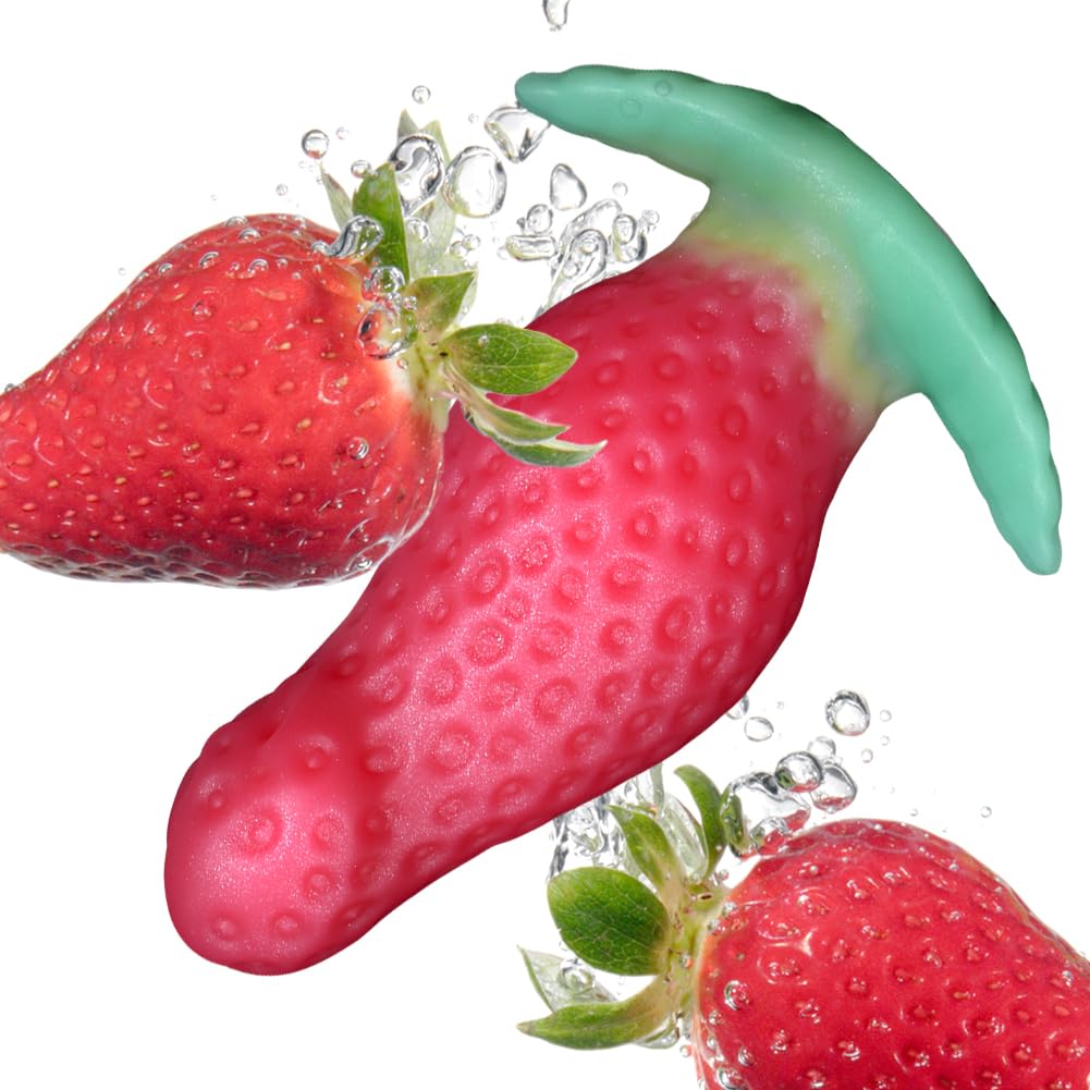 Soft Strawberry Butt Plug Anal Stretcher Prostate Massager Liquid Silicone Realistic Dildo G-spot Stimulation Anal Sex Toys for Advanced Men Women Couple Romi