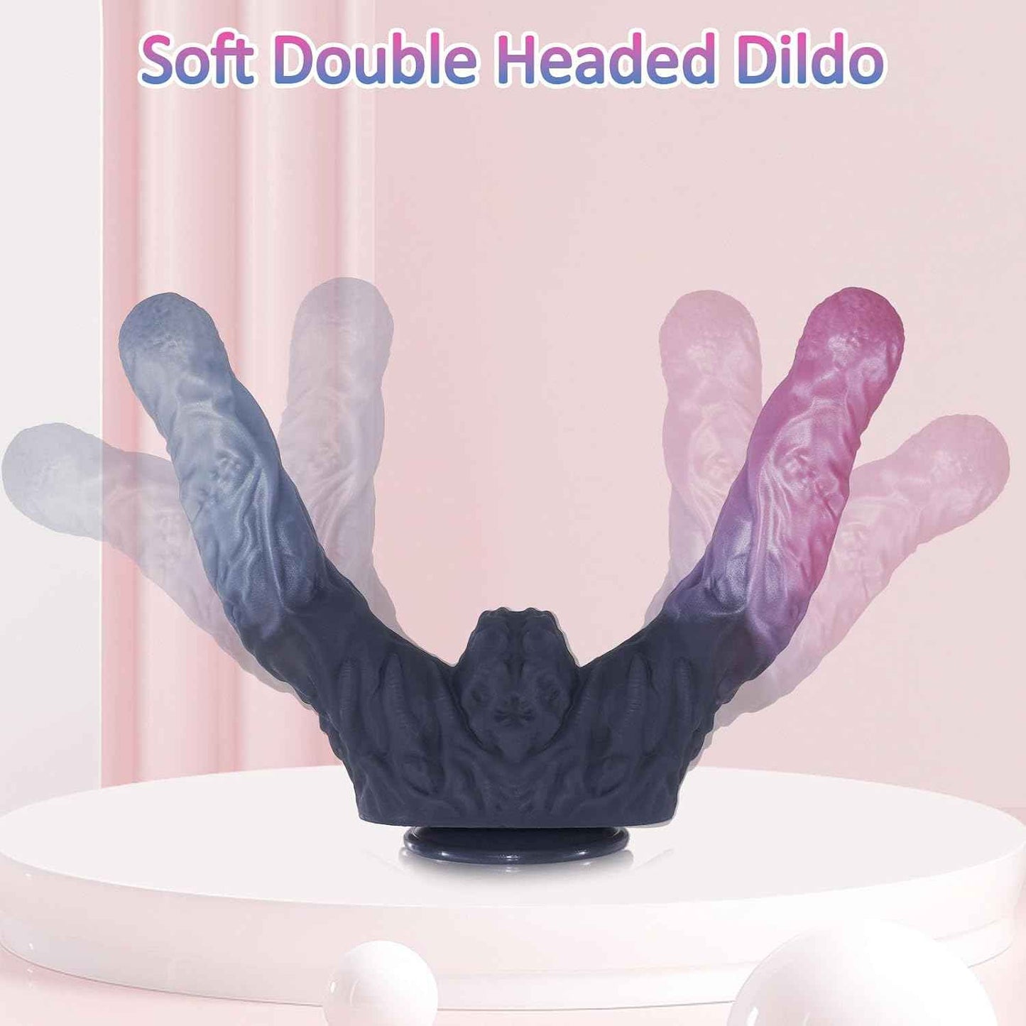 Realistic Double-Ended Dildo - 8'' Silicone Soft Dildo with a Powerful Suction Cup, Suitable for Vaginal and Anal Stimulation, Double-Ended Fantasy Dildos, Sex Toy for Men, Women and Lesbians