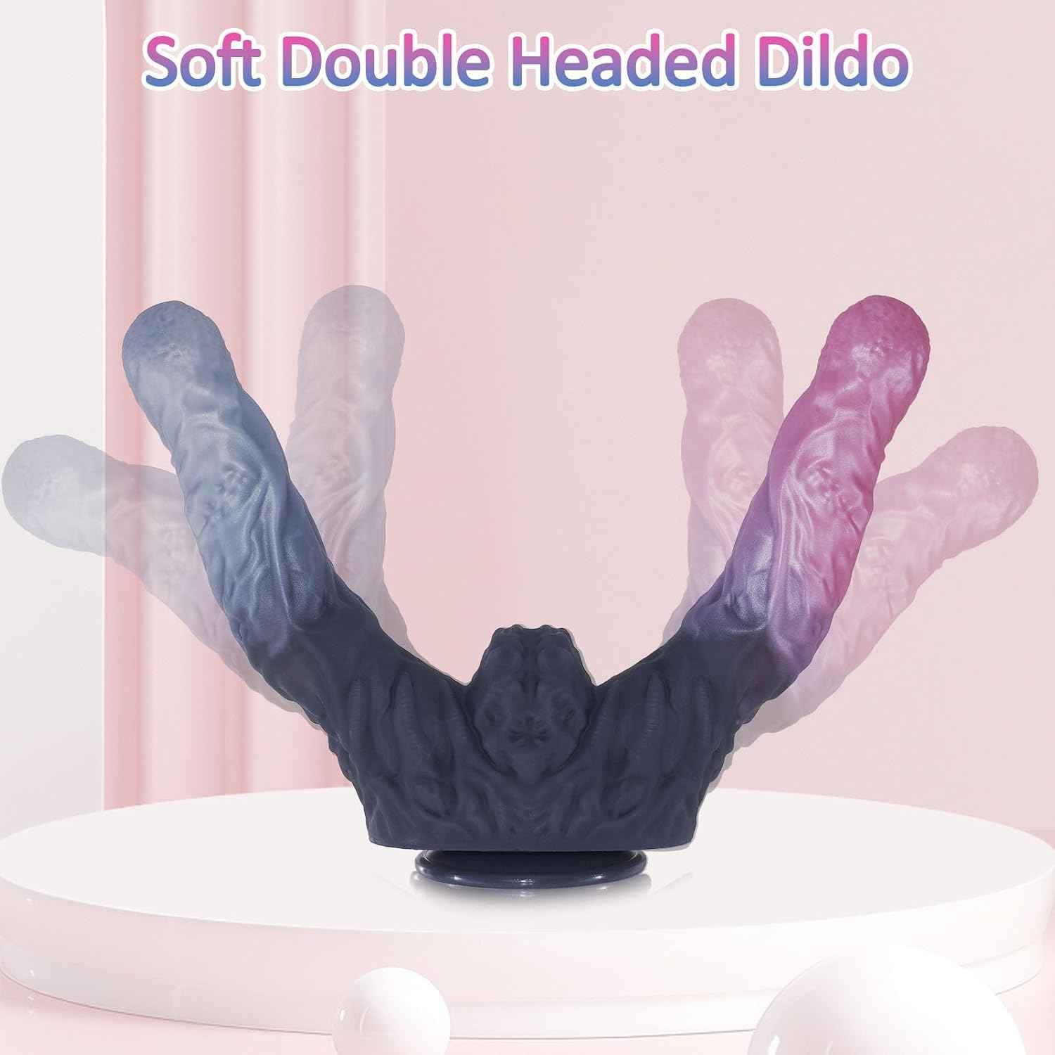 Realistic Double-Ended Dildo - 8'' Silicone Soft Dildo with a Powerful Suction Cup, Suitable for Vaginal and Anal Stimulation, Double-Ended Fantasy Dildos, Sex Toy for Men, Women and Lesbians
