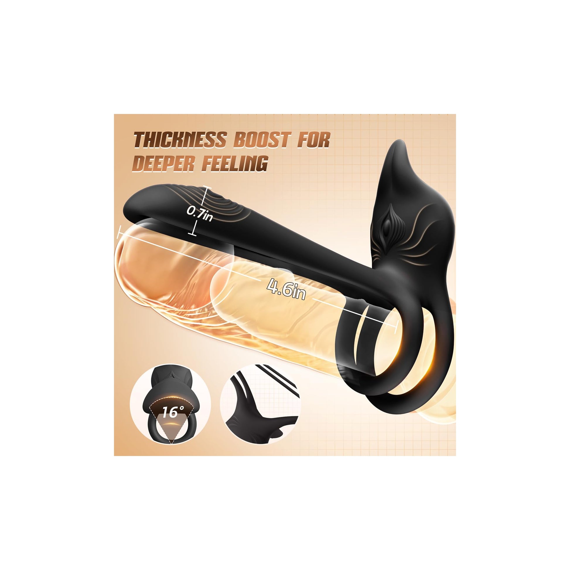 Vibrating Cock Ring Couples Sex Toys - MOOLIGIRL Dual Penis Ring Vibrator with Fox-Shaped Clitoral Stimulator & 4.6in G Spot Vibrator, 10 Vibration Modes Adult Toys for Men Women, Female Male Sex Toy