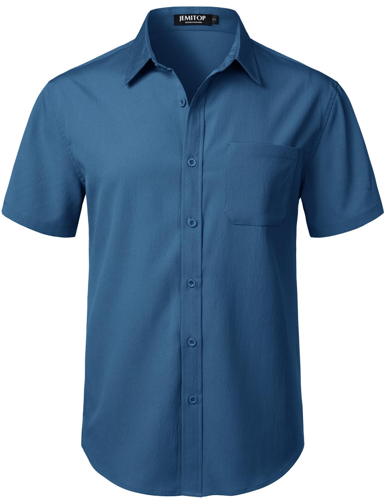 JEMITOP Men's Stretch Wrinkle Free Short Sleeve Texture Shirt Lightweight Summer Button Down Shirts for Beach Vacation