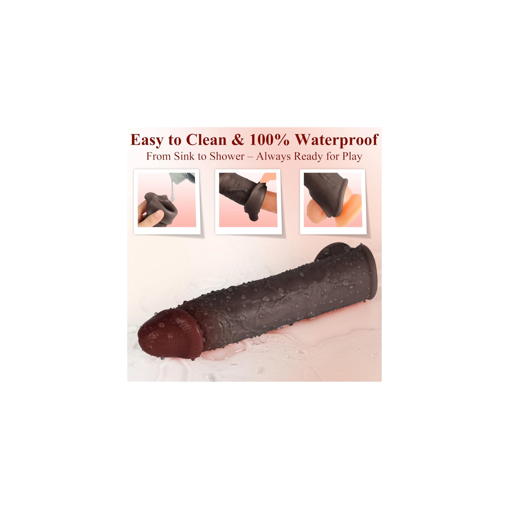 Realistic Penis Sleeve Extender for Men, Liquid Silicone Cock Sleeve with Testicle Ring, Reusable Penis Enlarger Delay Ejaculation Enhance Erection Male Adult Sex Toys for Couples
