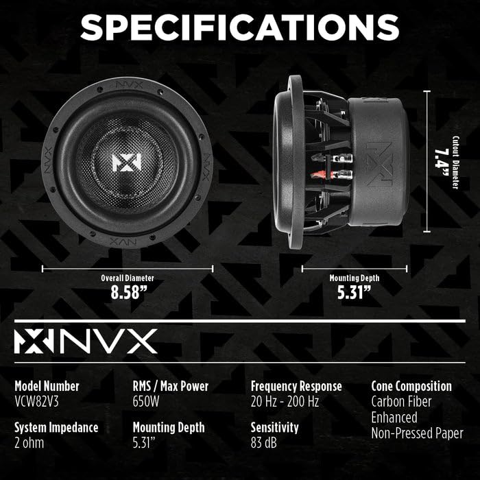 NVX VCW Series Subwoofer [ VC Series ] 3-Dimensional Die Cast Aluminum Basket
