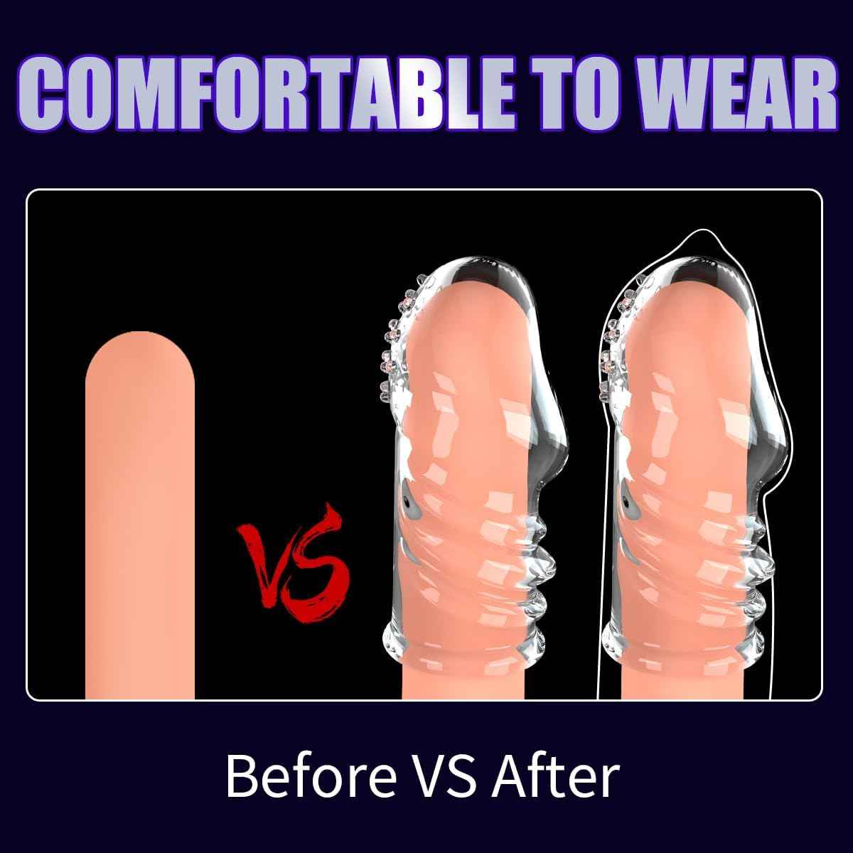 2 Pcs Reusable Clear Penis Sleeve, Soft Phimosis Stretcher Glans Condom with Large Particles,CockSleeve for Men Delay Ejaculation,Girth Enhancer Sleeve G Spot Stimulator,Adult Toys for Men and Couples