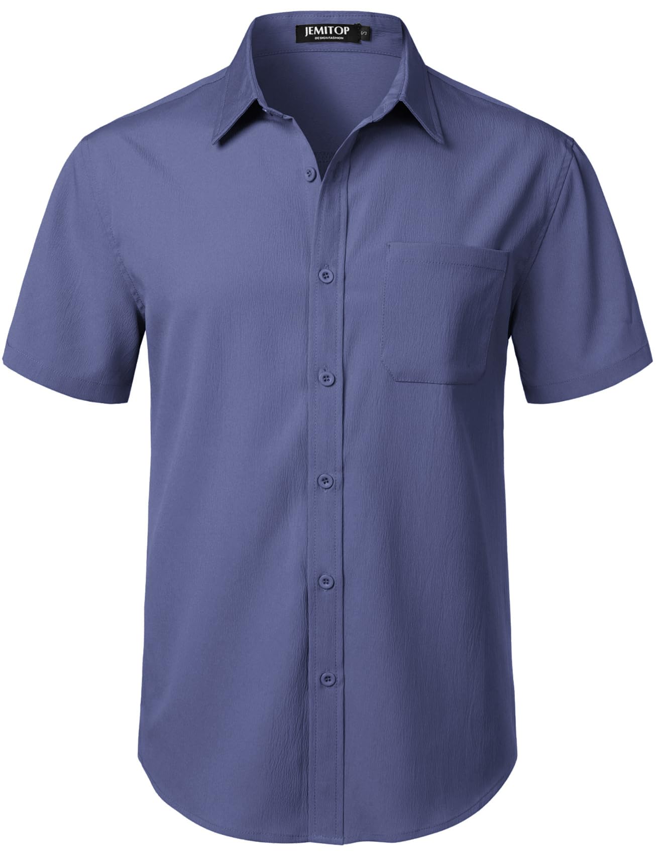 JEMITOP Men's Stretch Wrinkle Free Short Sleeve Texture Shirt Lightweight Summer Button Down Shirts for Beach Vacation
