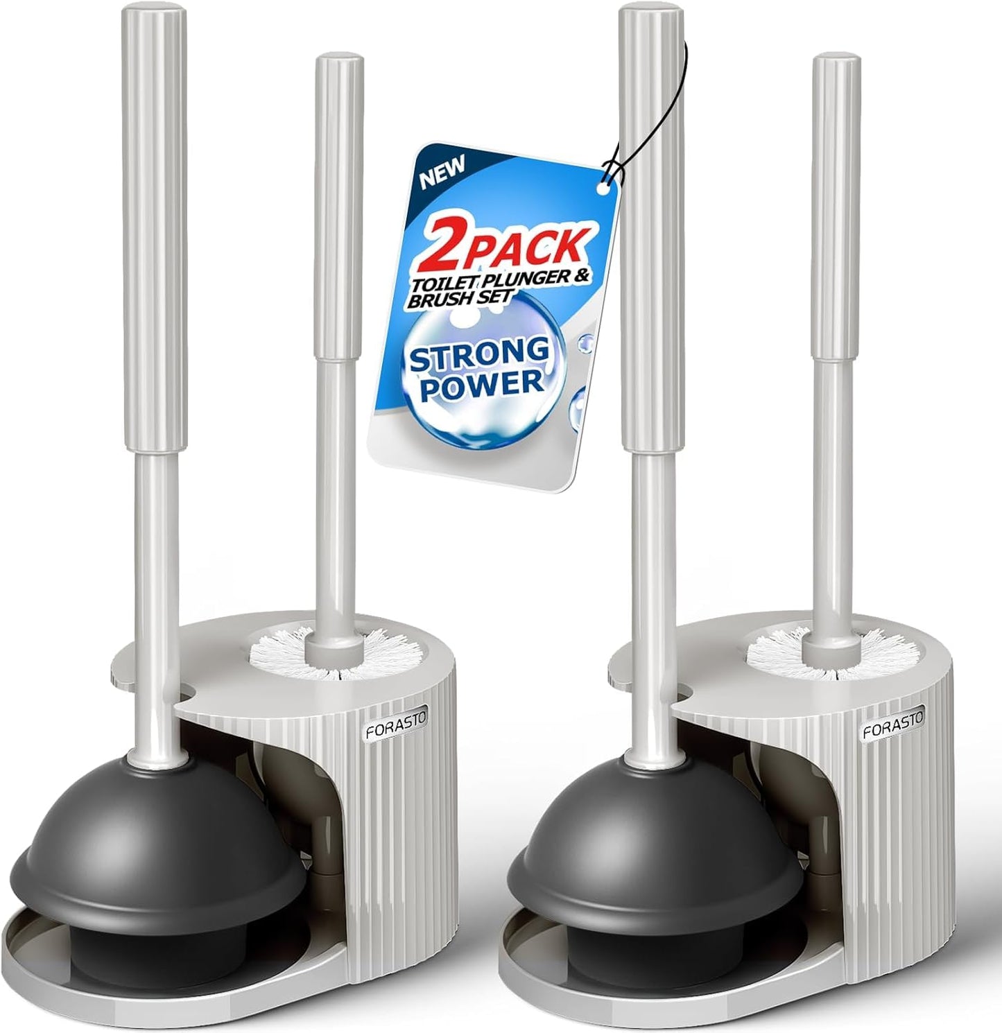 FORASTO Toilet Plunger and Brush Set，Toilet Bowl Brush Plunger Set