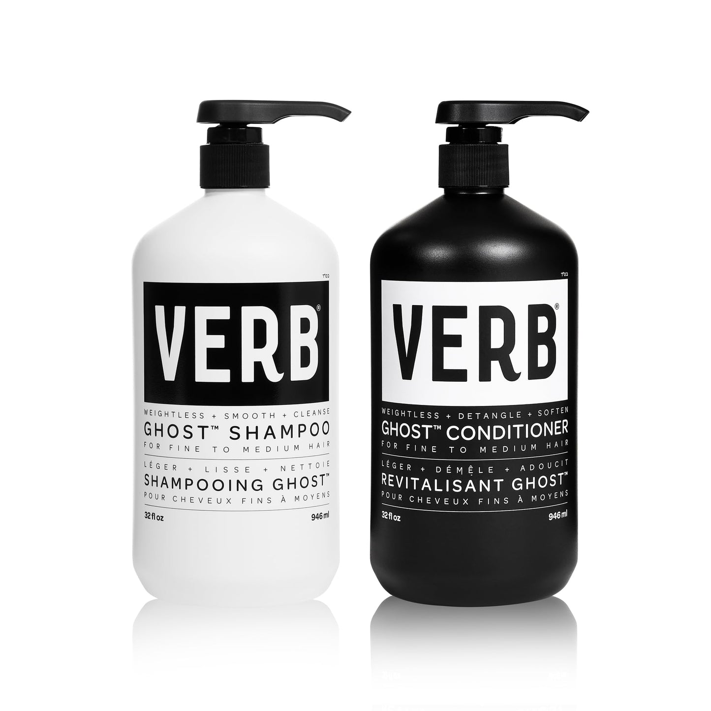 VERB Ghost Shampoo & Conditioner Duo Set - Infused with Moringa Oil - Cleanses + Moisturizes Fine and Weighed Down Hair - Vegan, No Parabens or Harmful Sulfate