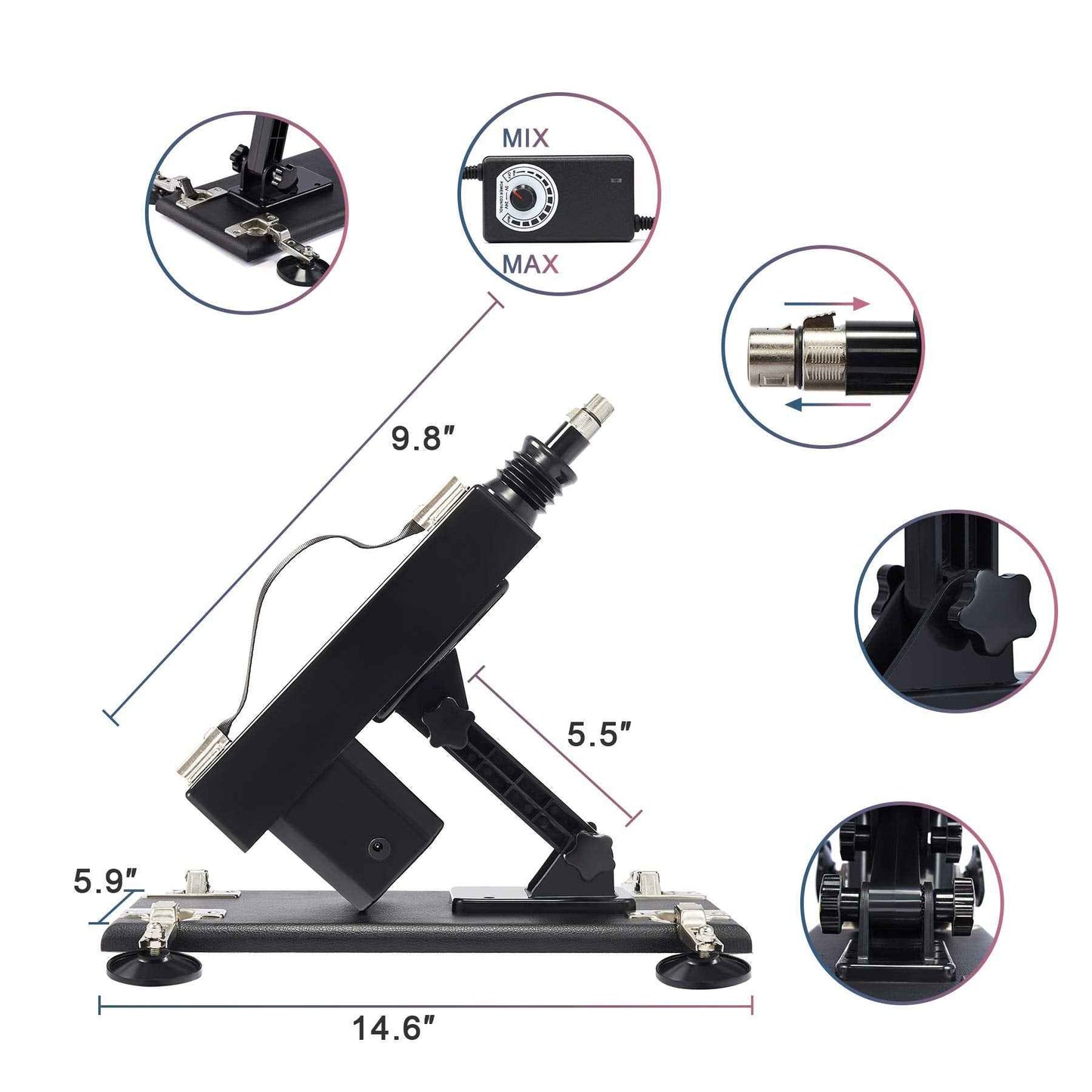 SENSUA Sex Gadgets: Thrusting Fucking Device for Men and Women, Adjustable Automatic Vaginal Anal Massage Pumping Gun with 6 Attachments for Singles and Couples