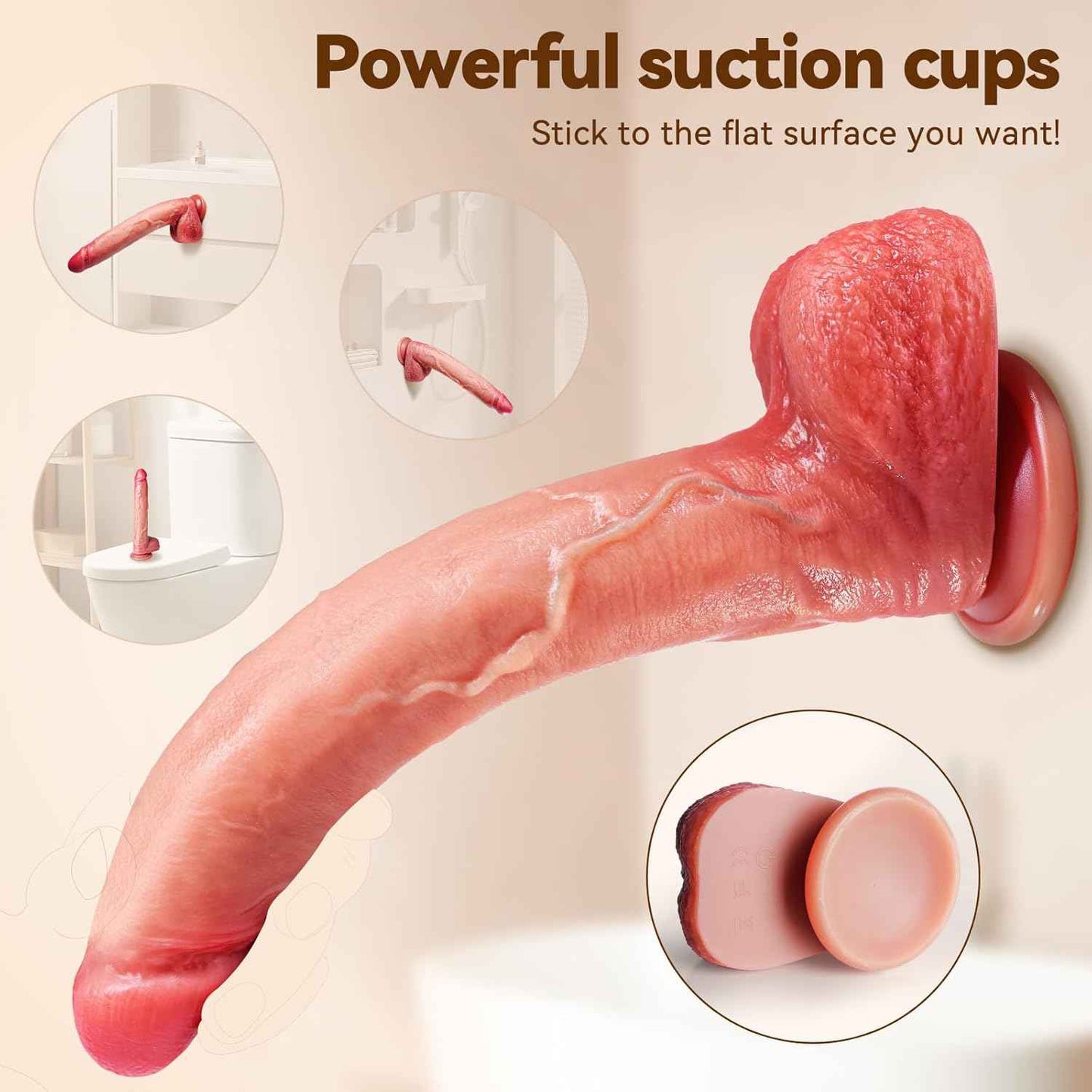 ZELVIRA Realistic Dildo Squeezable Balls Movable Foreskin Suction Cup