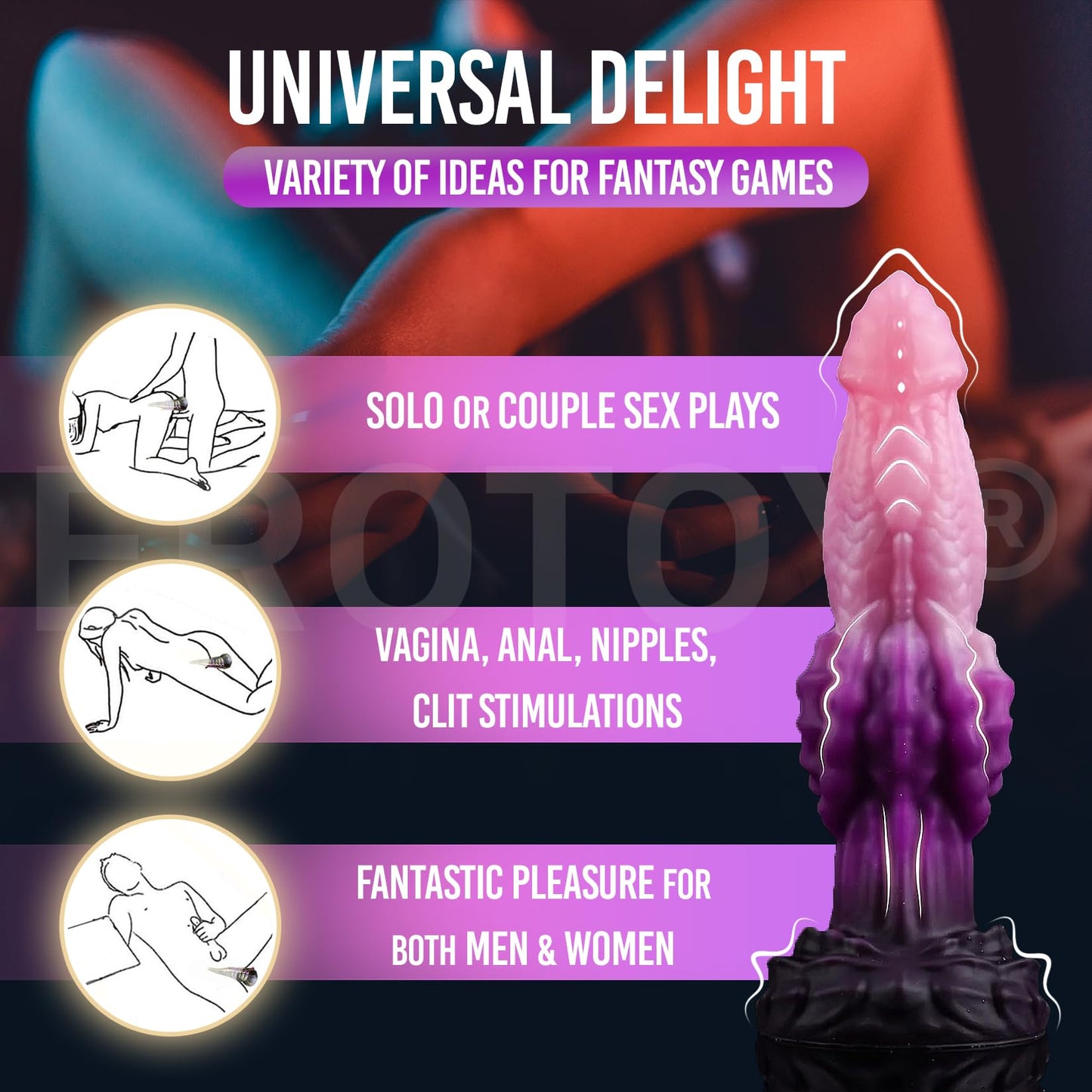 Fantasy Monster Dildo with Balls U & G-spot Dragon Dildo with Suction Cup, Long Anal Plug Adult Sex Toys & Games for Women Men Couples