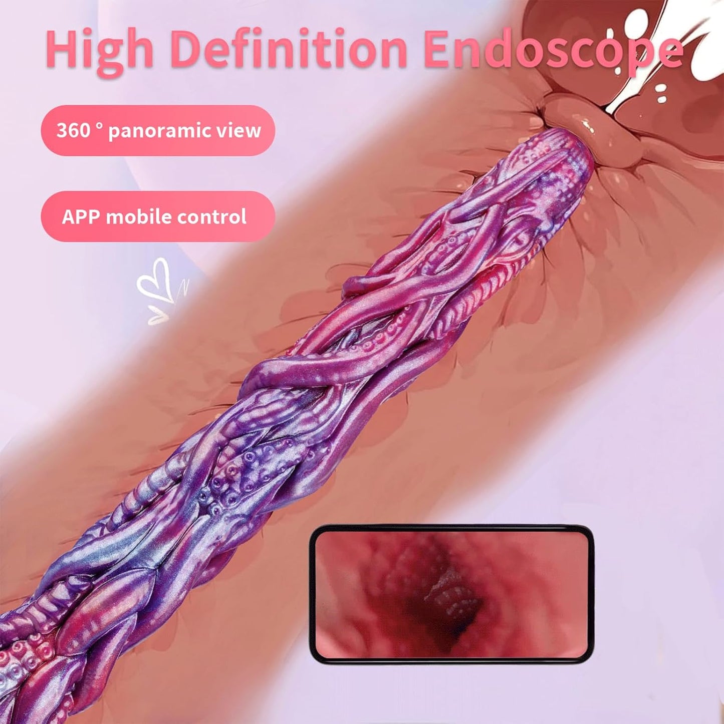 TTAIOOAI 19.9in Smart Endoscope Tentacle Knot Butt Plug 1080P Camera