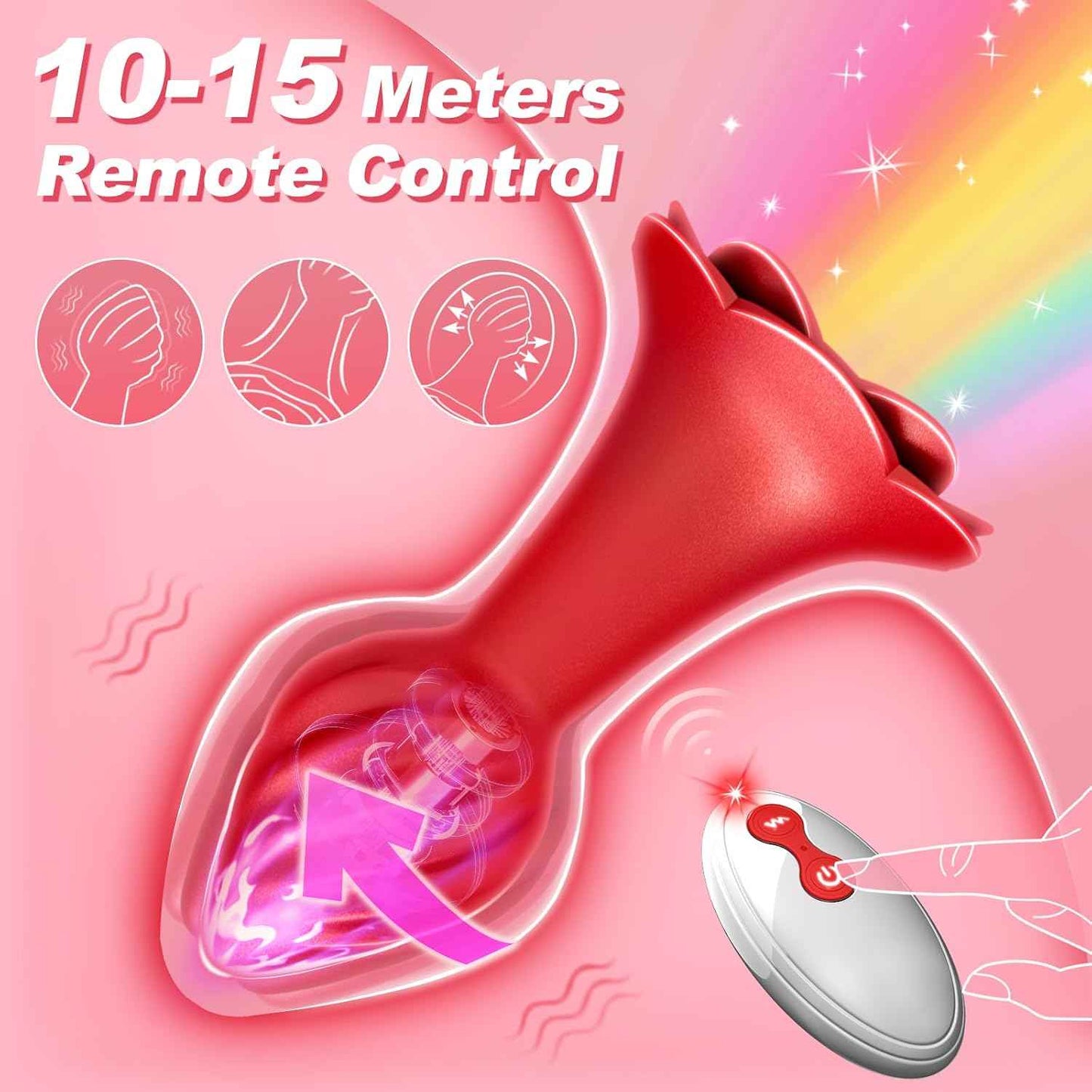 Generic Silicone Thrusting Novelty Toy 10 Vibration Modes Red