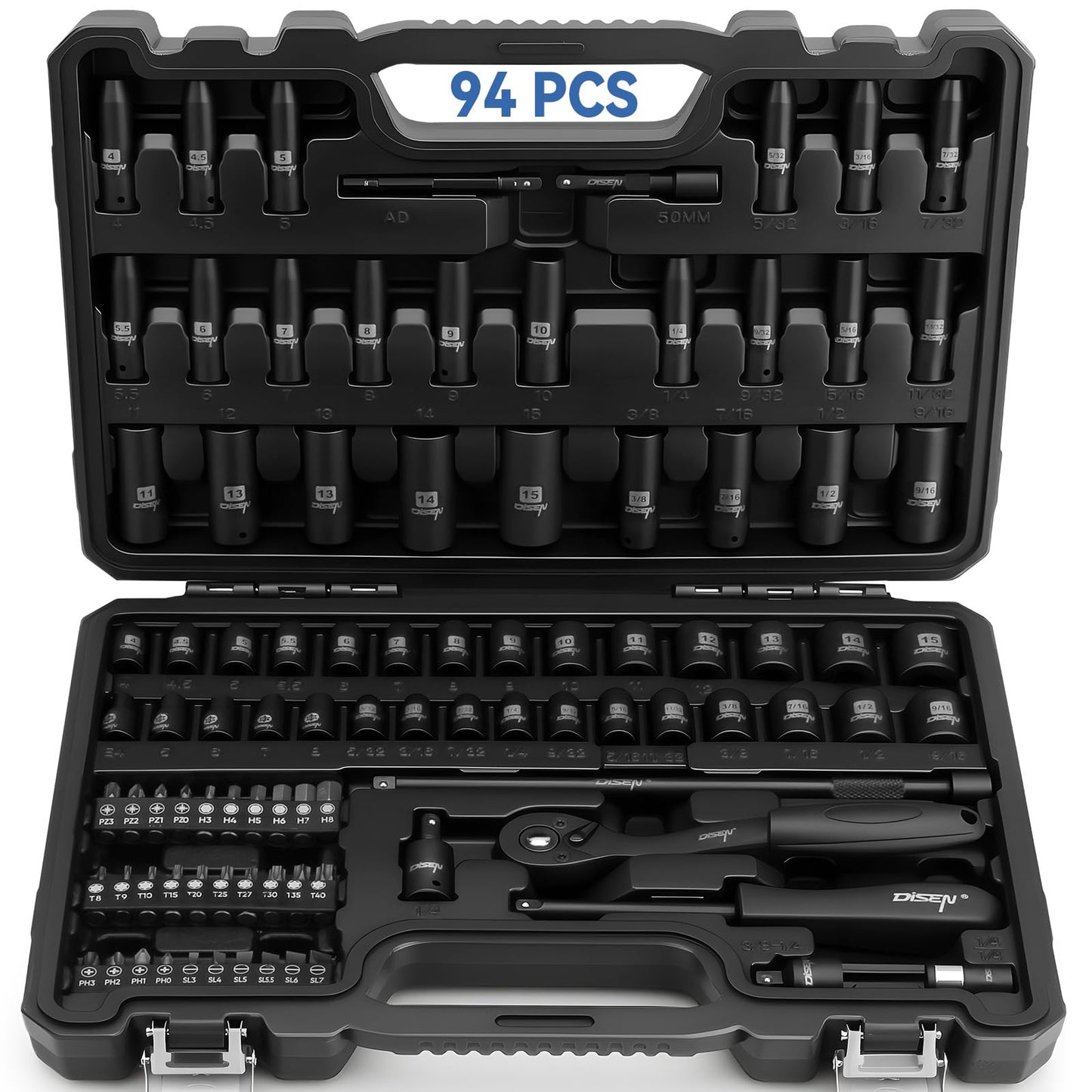 DISEN Torx Bit Socket and Female External Socket Set, Premium CR-V & S2 Alloy Steel, Impact Socket Adapter Set,High Torque Laser Marked for Automotive Mechanic