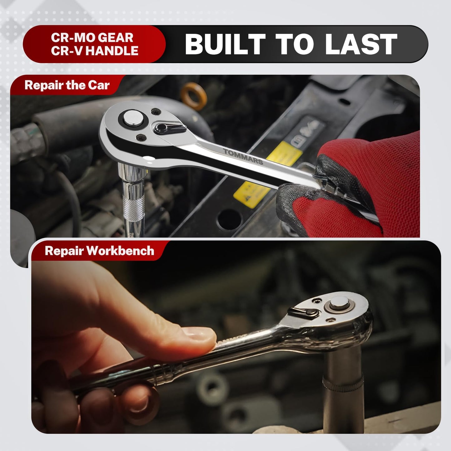 TOMMARS Ratchet Wrench Set Stubby Ratchet