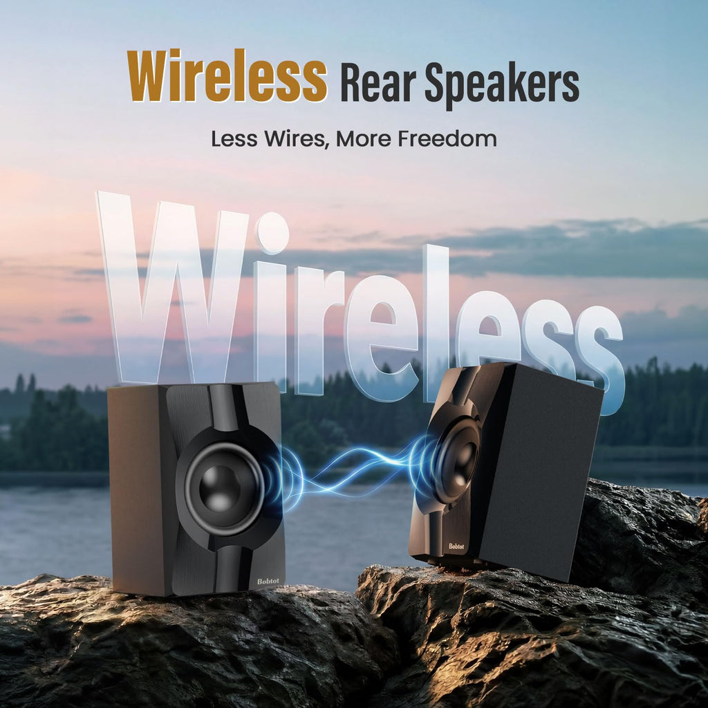Bobtot Home Theater System Wireless Rear Satellite Speakers 800W 6.5 inch Subwoofer 5.1/2.1 Channel Surround Sound Systems with ARC Optical Bluetooth Input