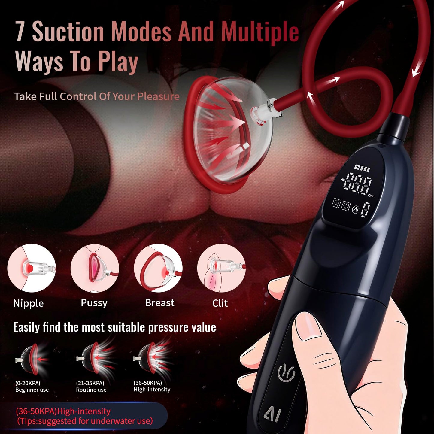 Electric Pussy Pump,Clitoral Pump and Nipple Sucker Sex Toys Include 2 Pussy & 2 Clit and Nipple Cups,7 Training Modes,Vagina Pump,Adult Sex Toy,Enhances Sexual Pleasure Sex Toys for Females