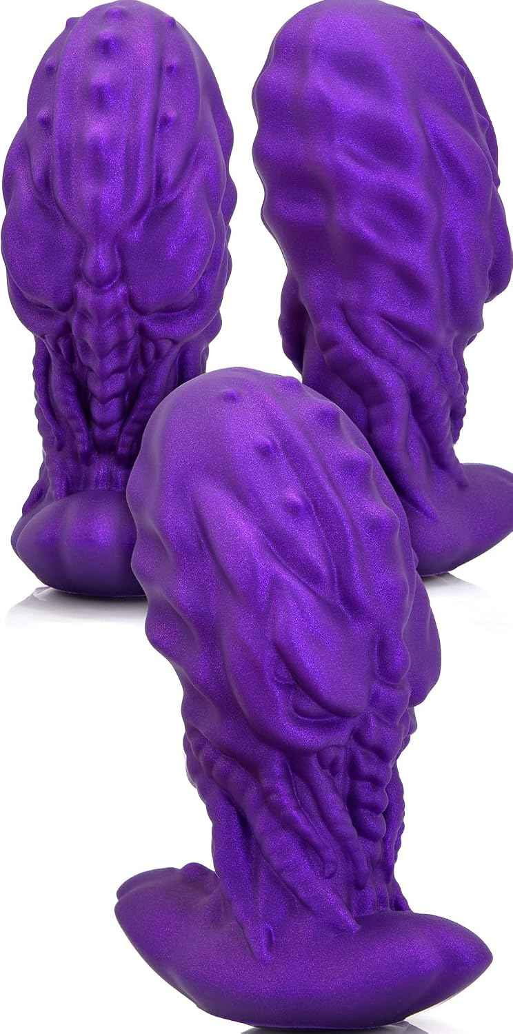 Anal Plug Monster Dildo with Safe Curved Base - Purple Silicone Octopus Butt Plug - 3.93 x 1.85 inch Fantasy Prostate Sex Toy for Women Men Masturbation
