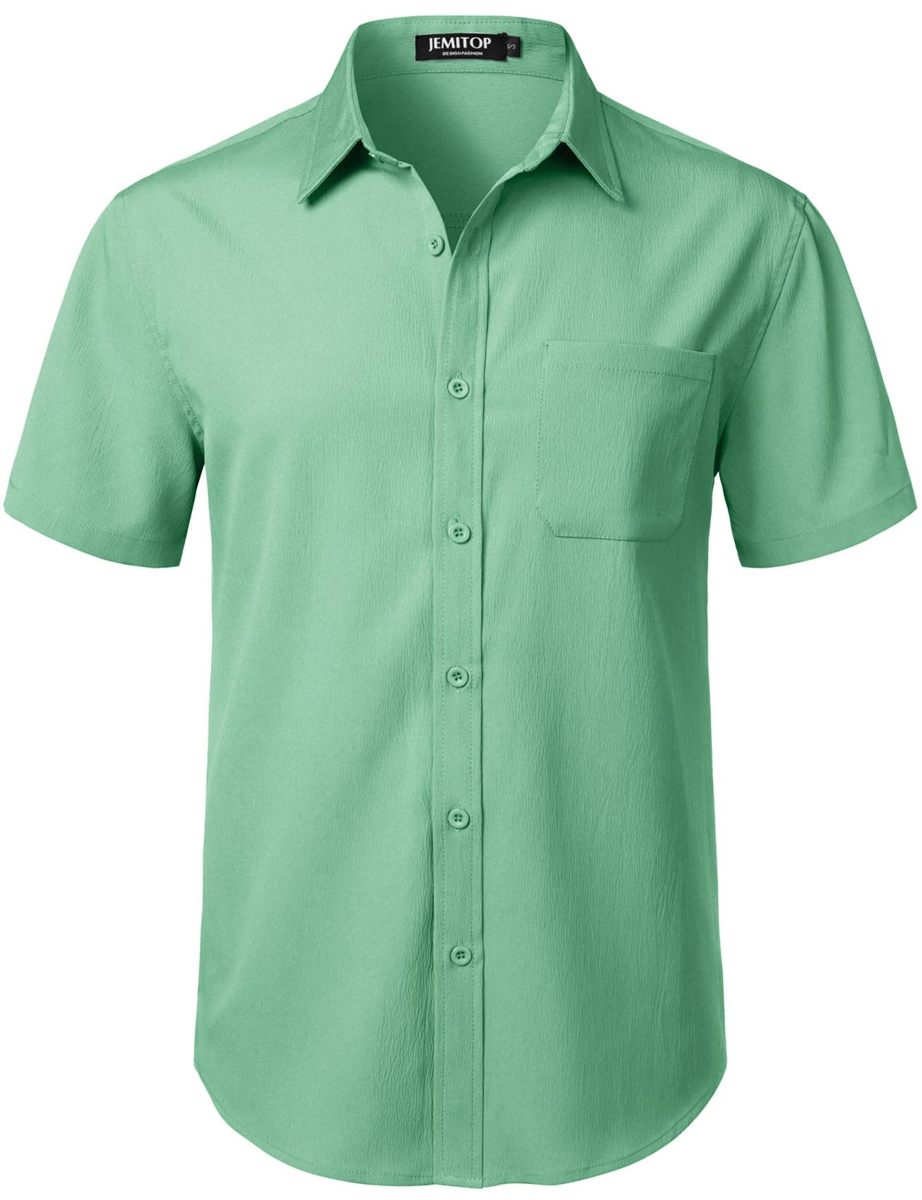 JEMITOP Men's Stretch Wrinkle Free Short Sleeve Texture Shirt Lightweight Summer Button Down Shirts for Beach Vacation