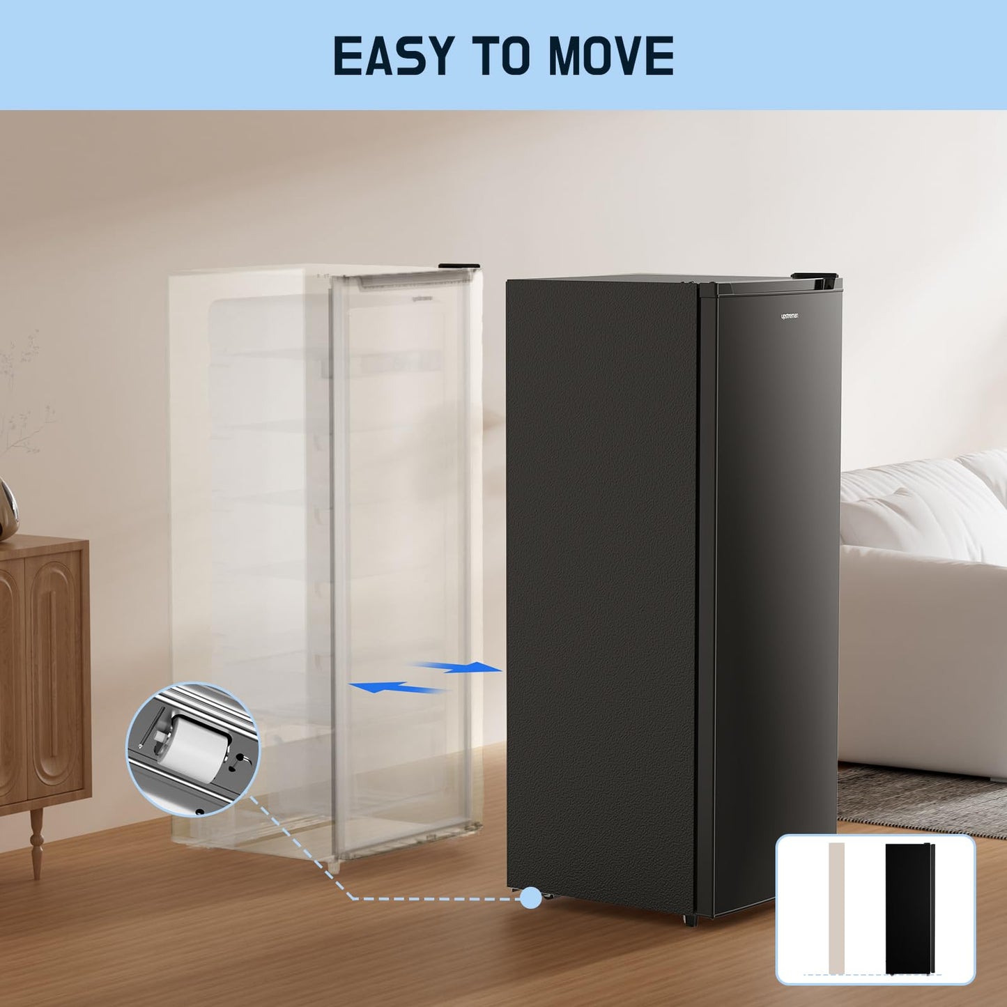 Upstreman 7.0 Cu.Ft Upright Freezer, Large Capacity Stand Up Garage Ready Freezer with 5 Adjustable Shelves, Convertible Refrigerator/Freezer, Reversible Door for Home, Basement, Apartment
