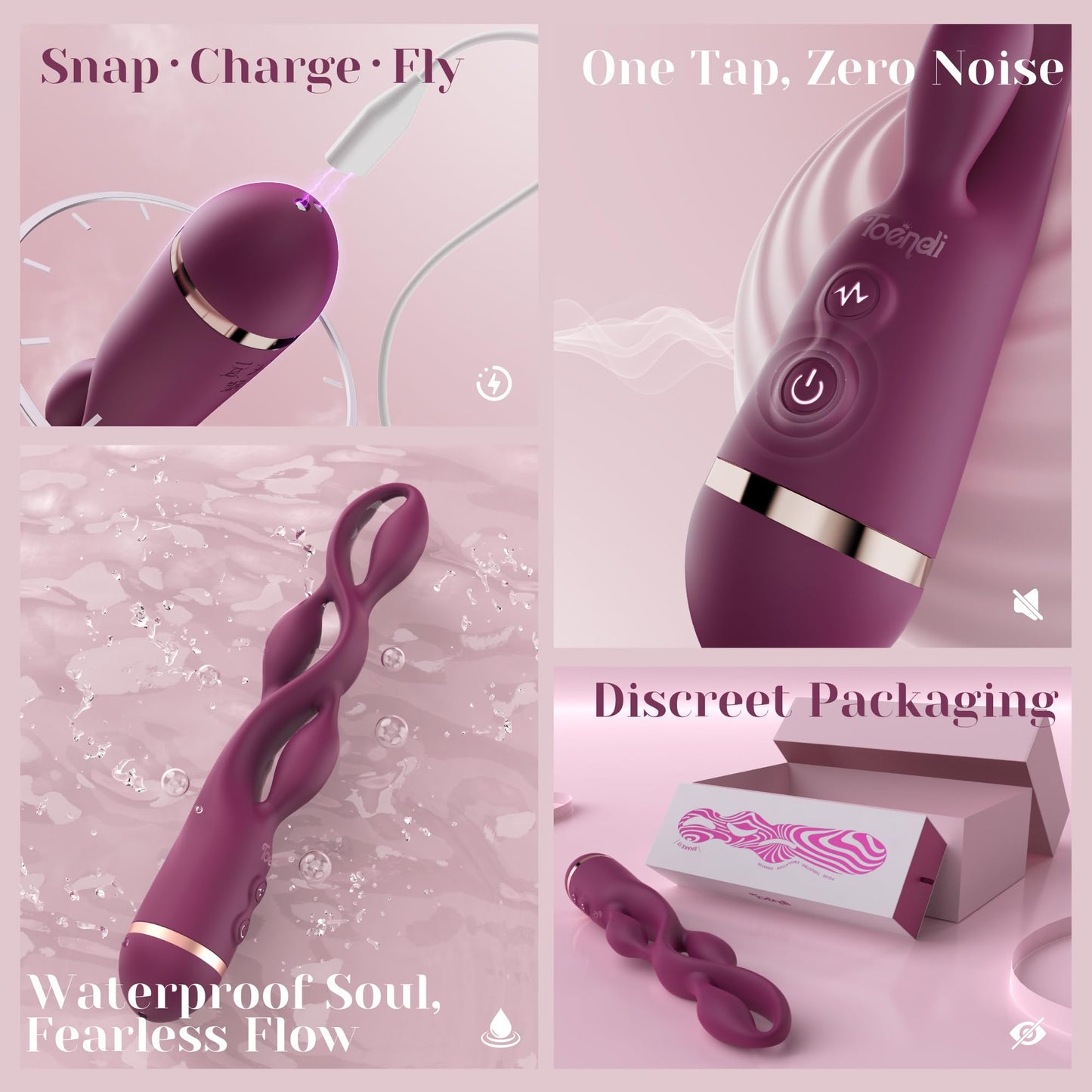 G spot Vibrator Adult Toy - Toendi Premium Vibrators with 10 Modes, Triple Stimulation Full Silicone Silent Vibrator IPX7 Waterproof, Clitoral Anal Beeds Nipple Toys Adult Toys for Women Men Couple