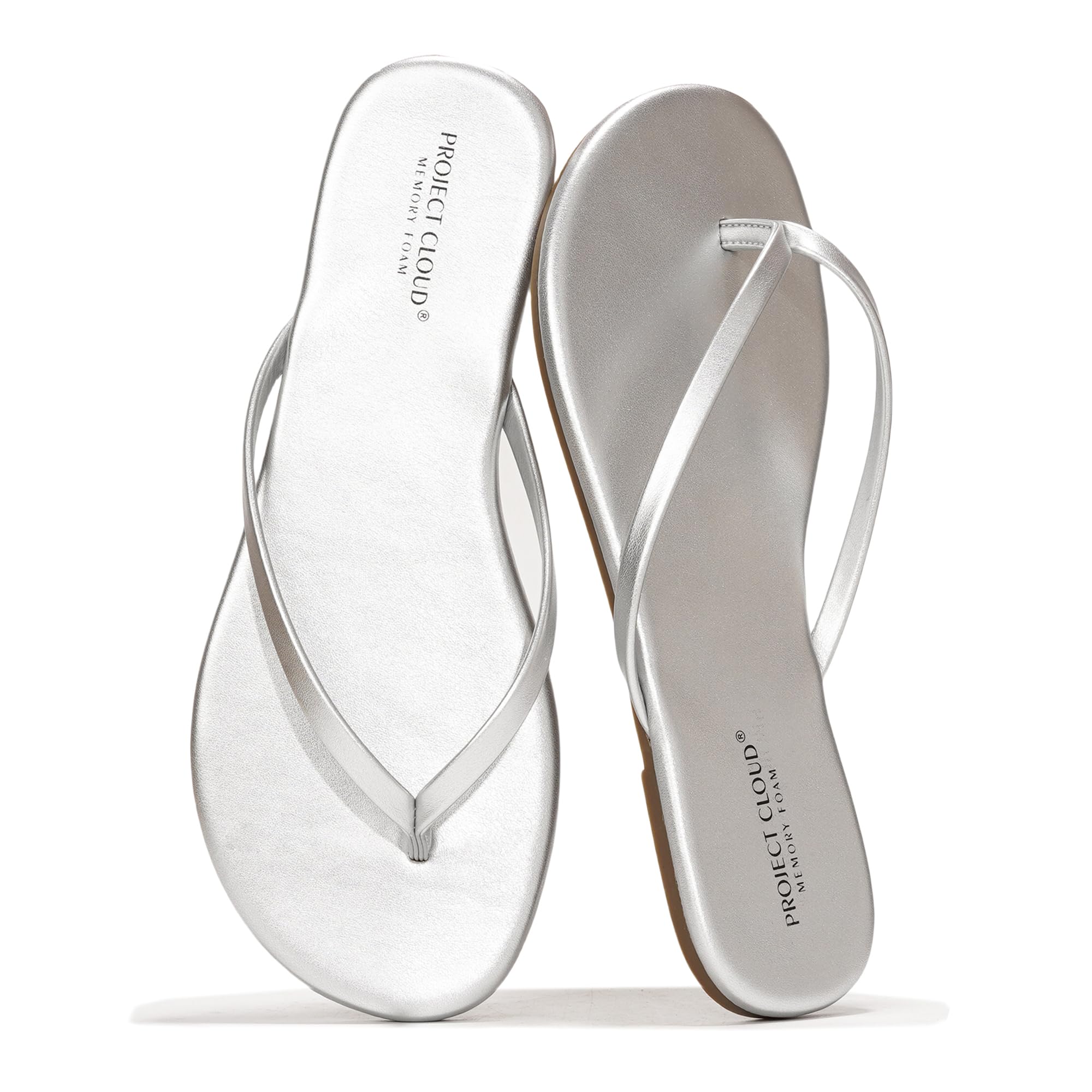 Project Cloud Flip Flops for Women Footwear- Lightweight and Memory Foam Insole Sandals for Women 2026 - Durable Non-Slip Beach Essentials Flats for Women Sandals (Foundations)