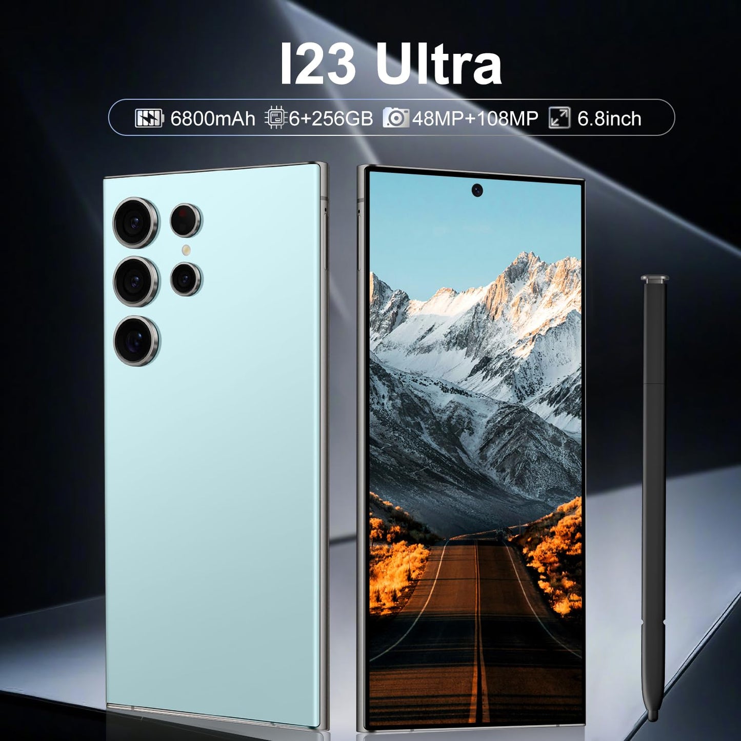 Fadnou I23 Ultra Unlocked Cell Phone,Built in Pen,Smartphone Battery 6800mAh 6.8" HD Screen Unlocked Phones,6+256GB Android13 with 128G Memory Card,Face ID/Fingerprint Lock/GPS