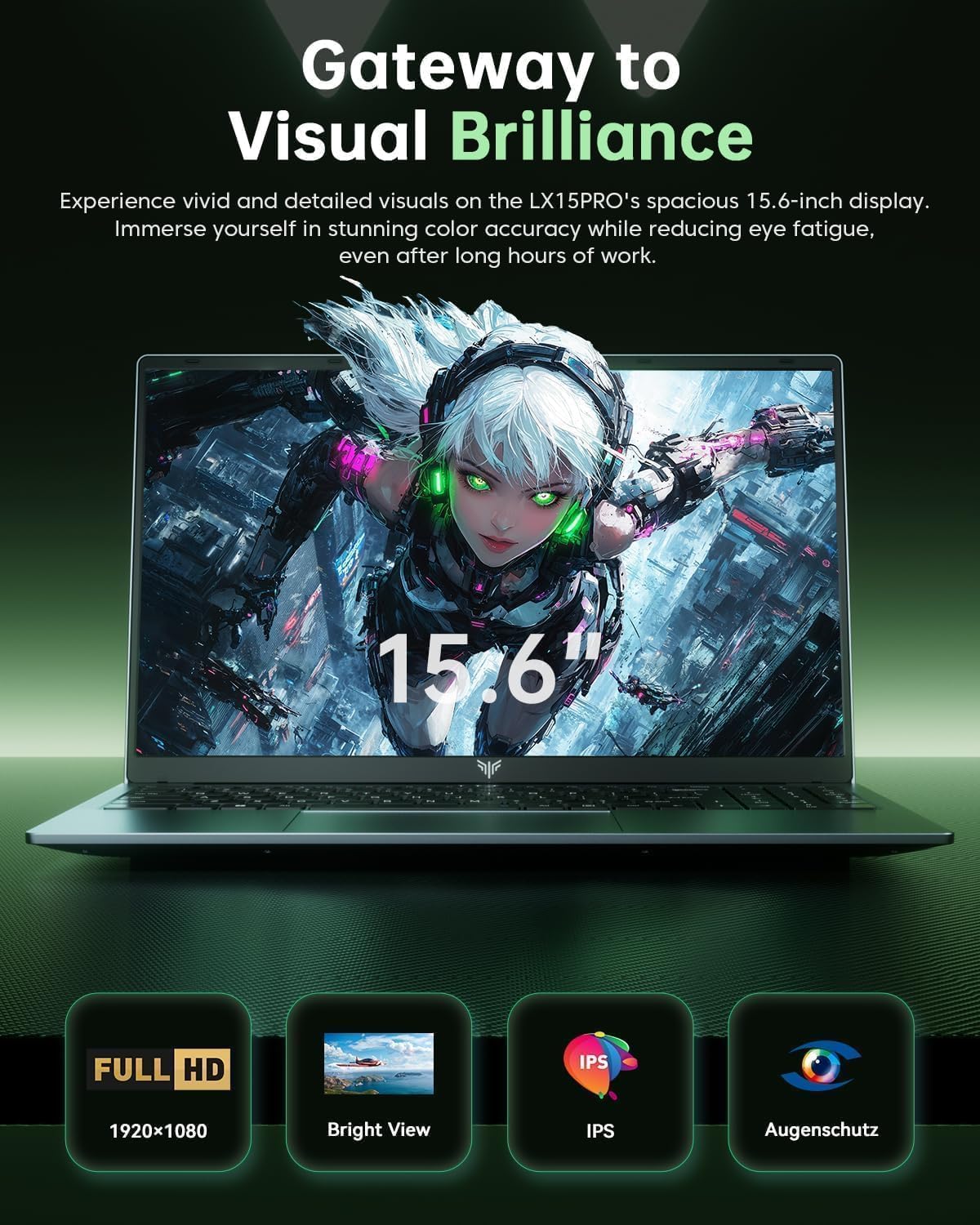 KONZID LX15PRO Gaming Laptop Ryzen 7 16GB 1TB 15.6 Inch