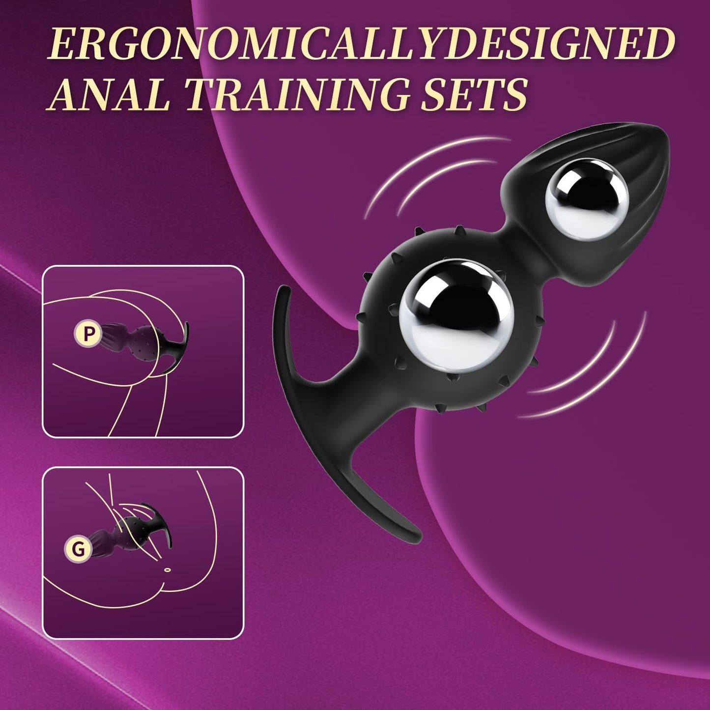 Sex Toys Dual-Ball Butt Plug Anal Plug with Internal Rolling Beads，Enhanced Sensory Stimulation Through Vibrations on Impact，Wearable Anal Dildo, Comfort-Fit for Anal Sex Toys for Advanced Women Men