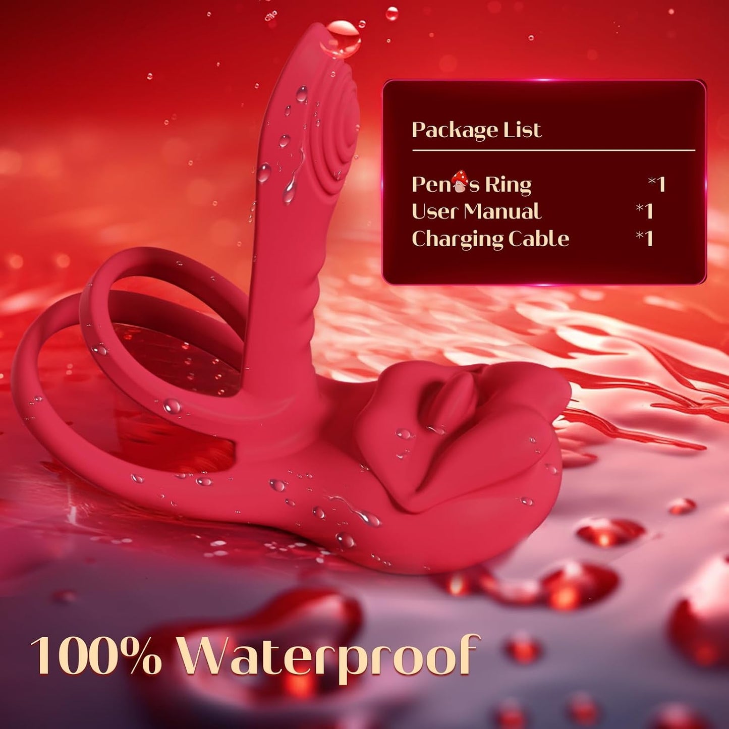 Vibrating Penis Sleeve Cock Ring with Full Lips Tongue Clitoral Stimulator, Penis Ring Vibrator Extender for G Spot Stimulation,Couples Adult Sex Toys for Men Women,HOESDIK Male Couple Sex Toy for Men
