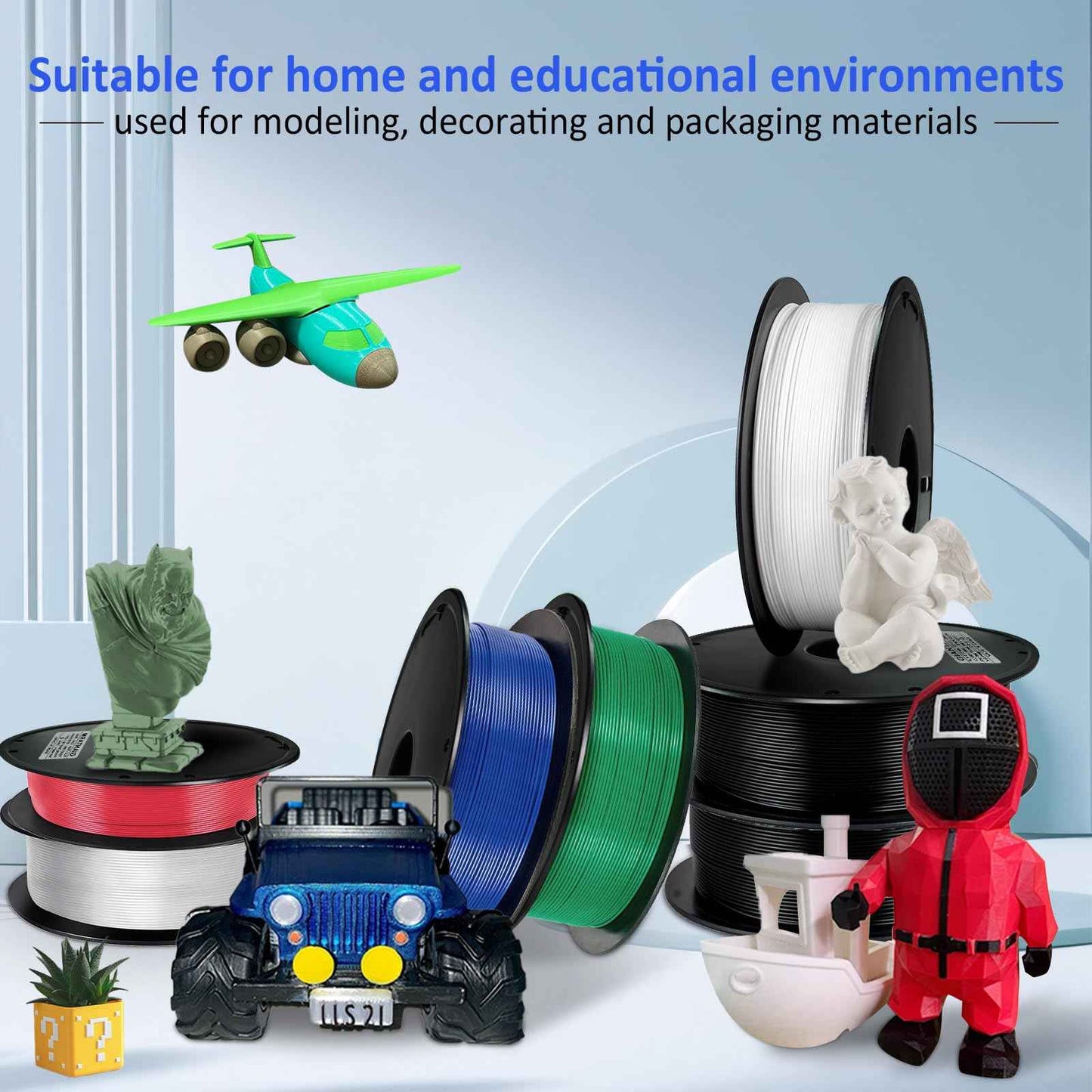 GIANTARM 3D Printer PLA Filament, Glitter Blue Filament, 1.75mm Dimensional Accuracy +/-0.03mm, 1080 Feet per Roll, Vacuum Packaging, for Most 3D FDM Printer