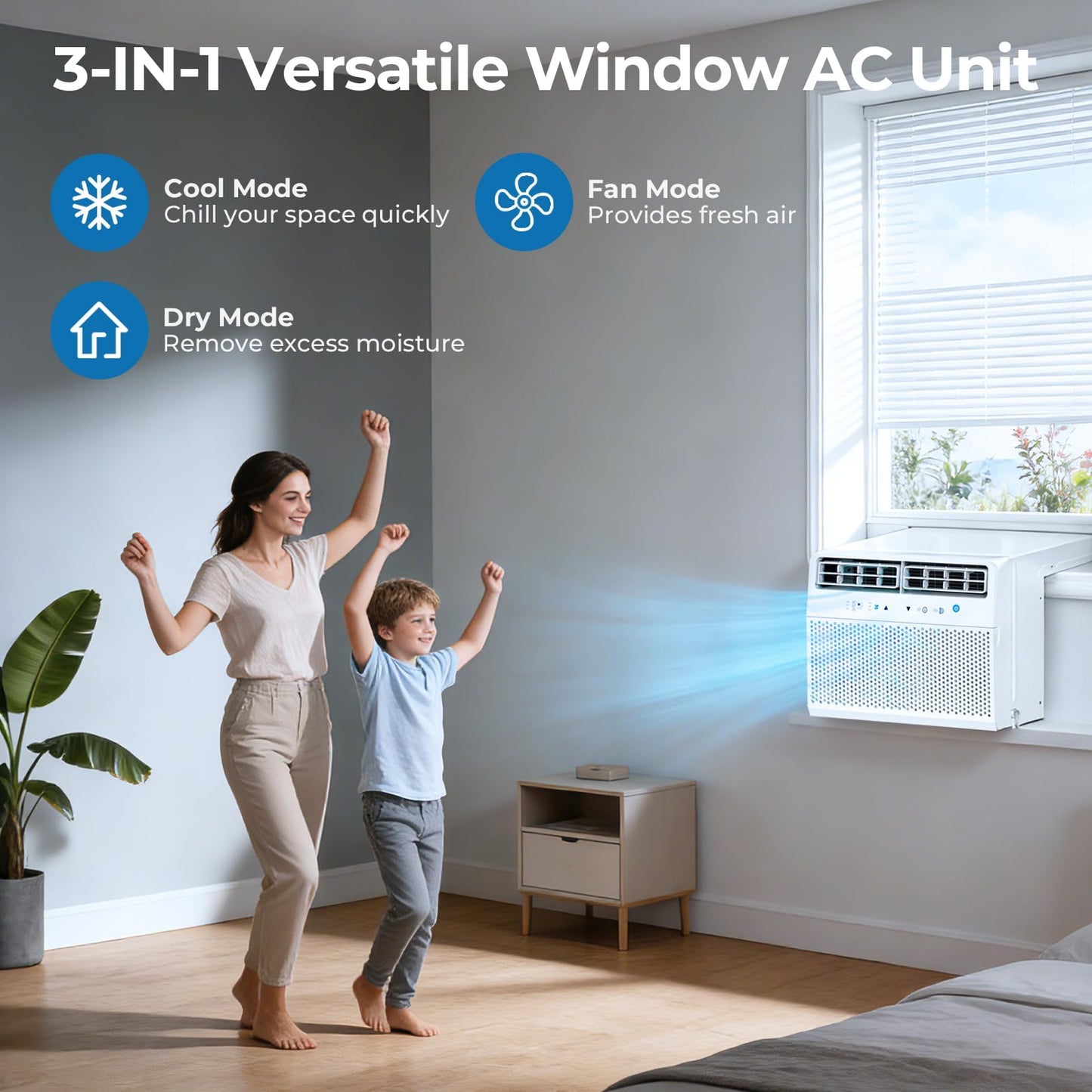 U-Shaped Window Air Conditioner, Window AC Unit for Bedroom/Living Room, Saddle AC Unit with Full Window View, Quiet & Energy Saving, Installation Kit Included