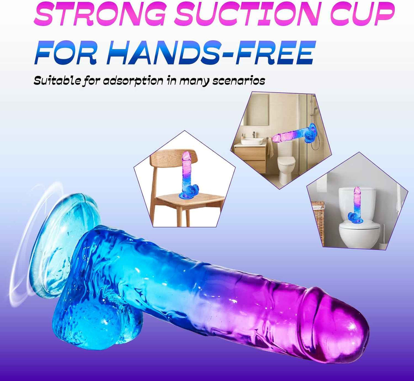 Lihanvil Realistic Silicone Dildo Dual Density Suction Cup 7.8 in